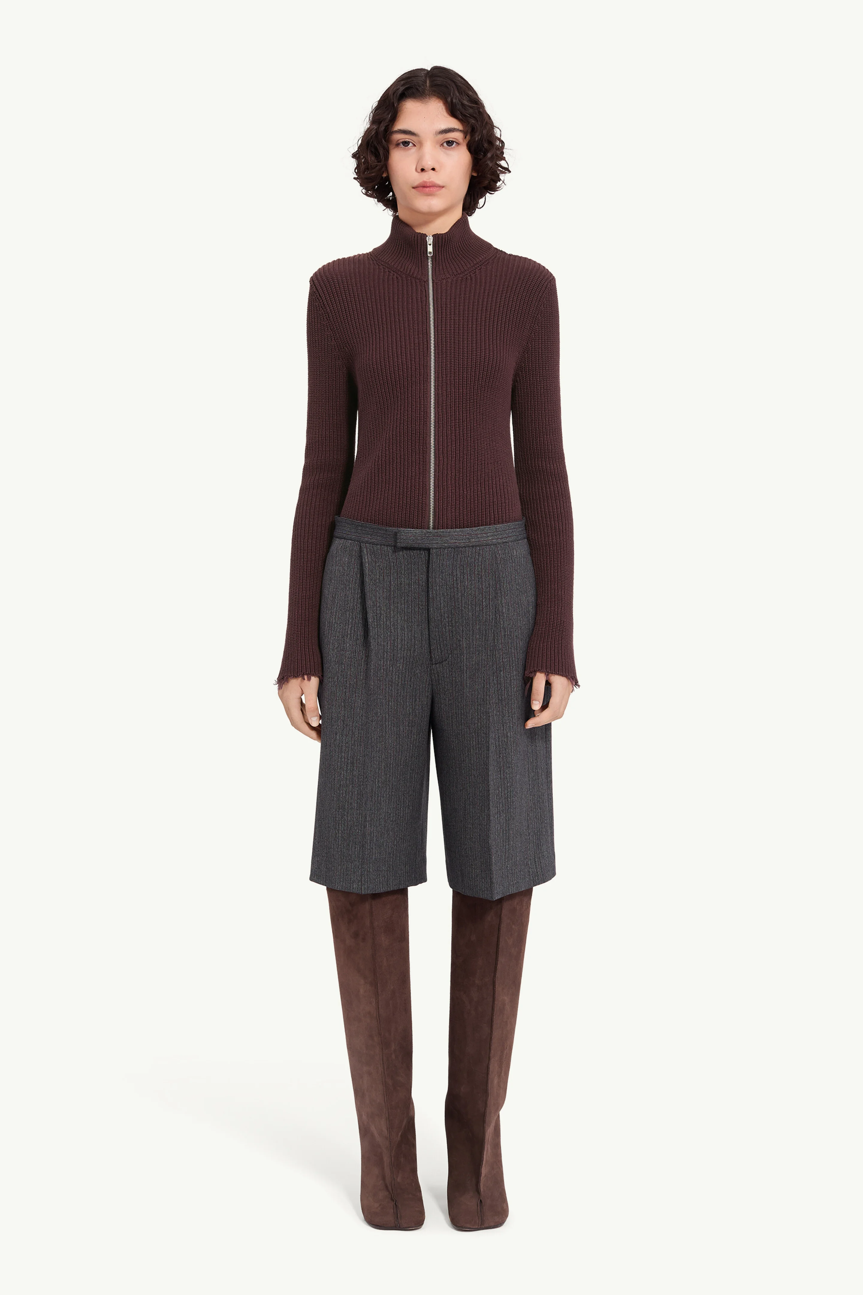 Striped poly wool tailored shorts - 1
