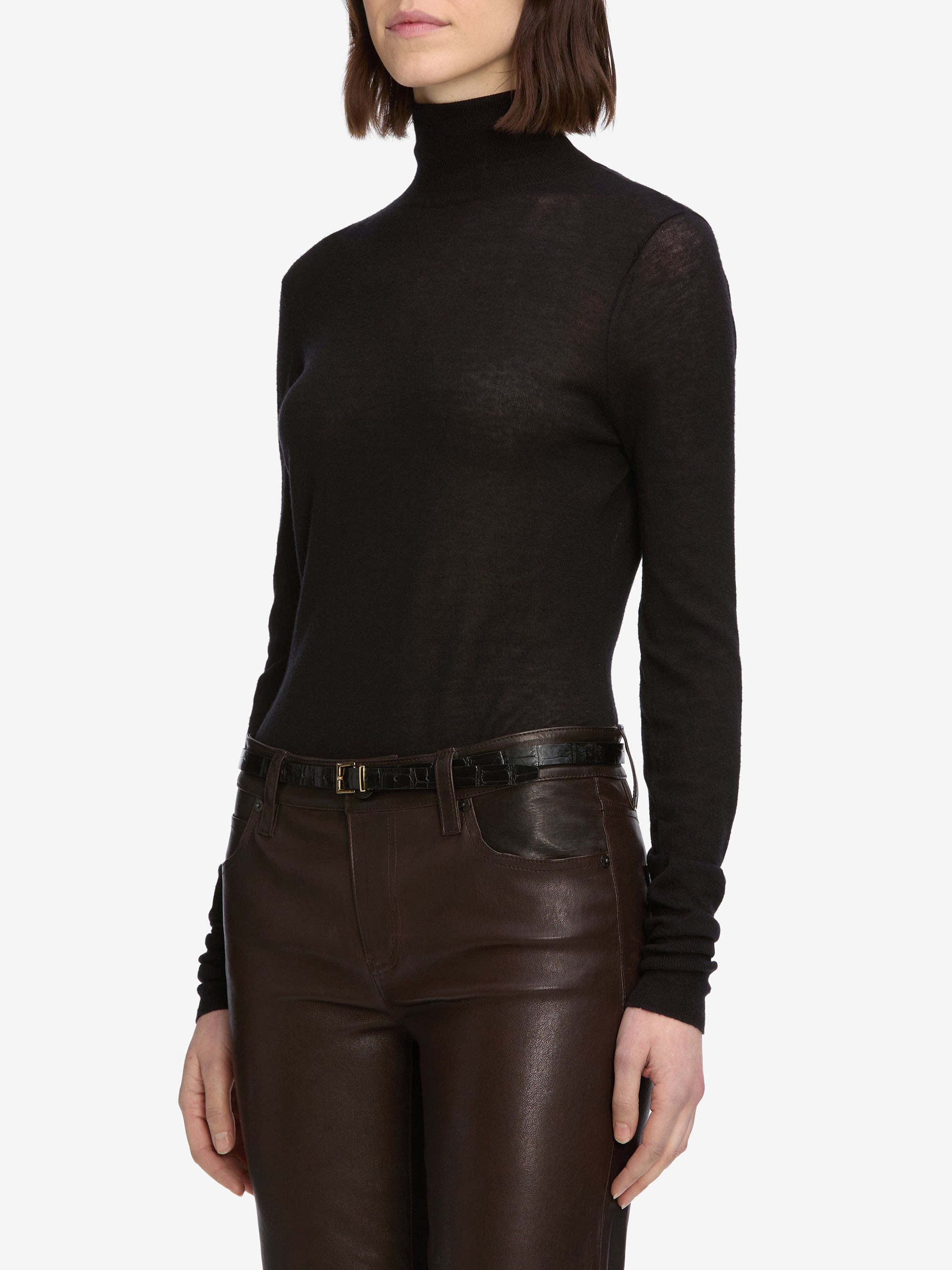 Slim Turtleneck in Black - 5