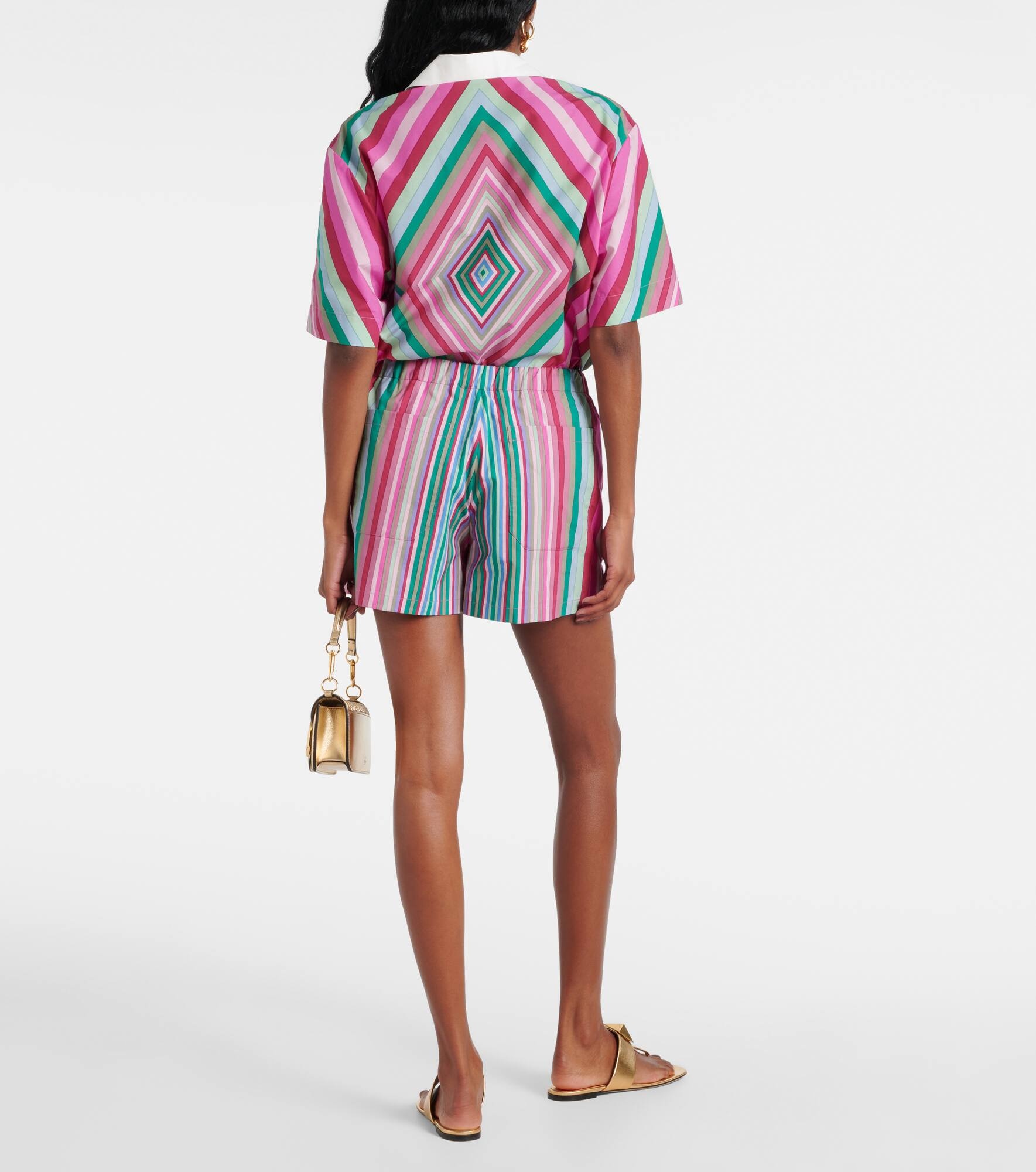 Striped cotton poplin shorts - 3