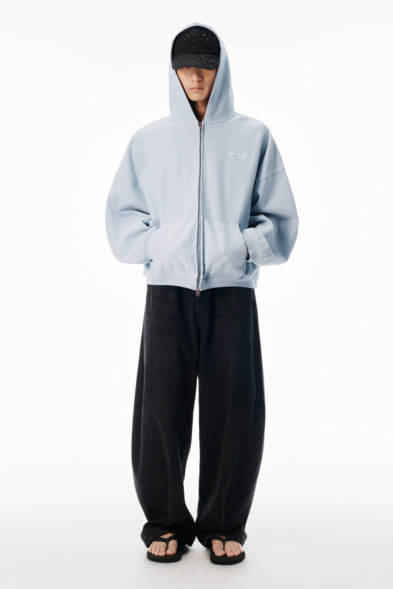 Alexander Wang CRYSTAL OVERSIZED ZIP-UP HOODIE outlook