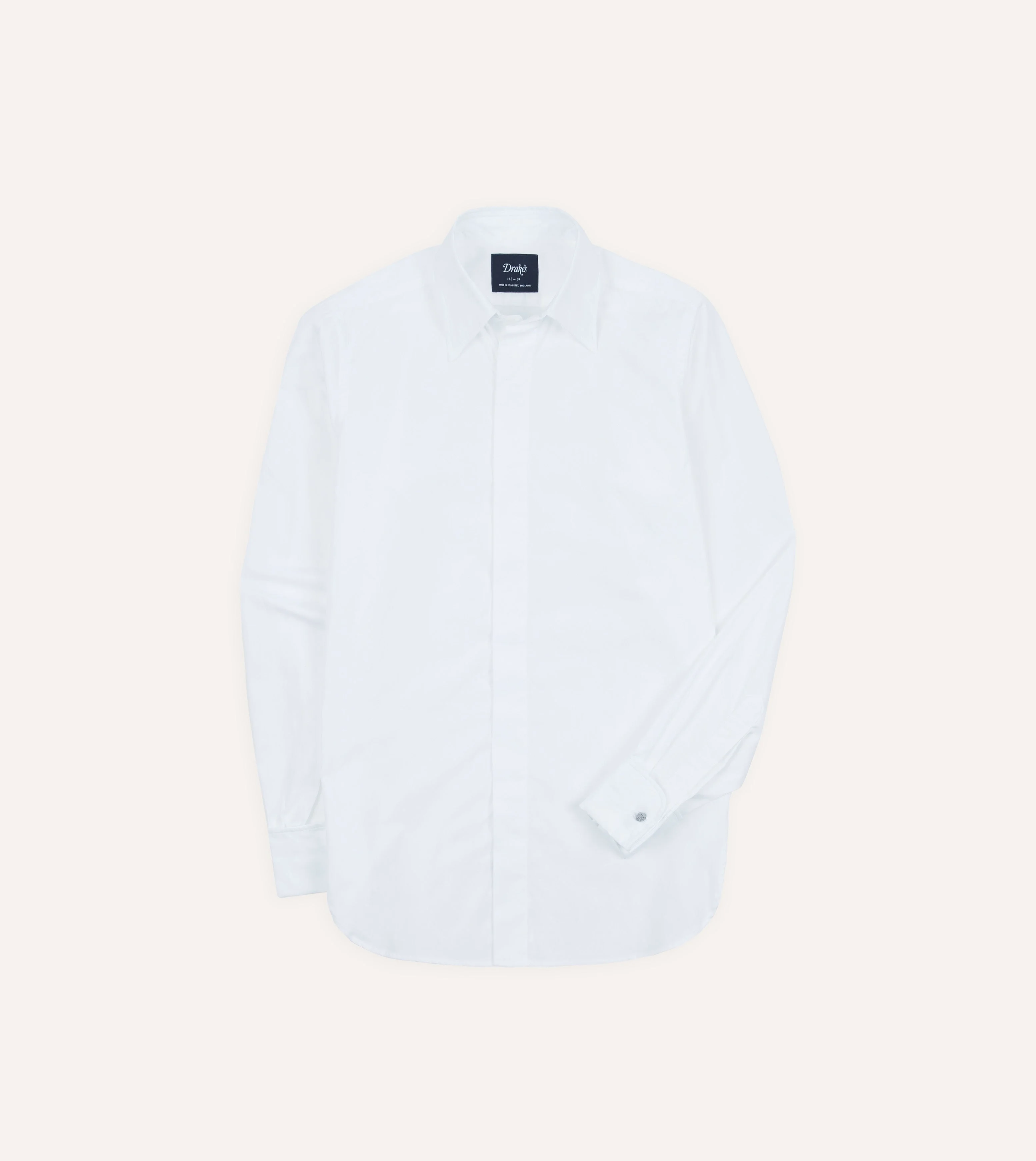 White Cotton Long Point Collar Dinner Shirt - 1