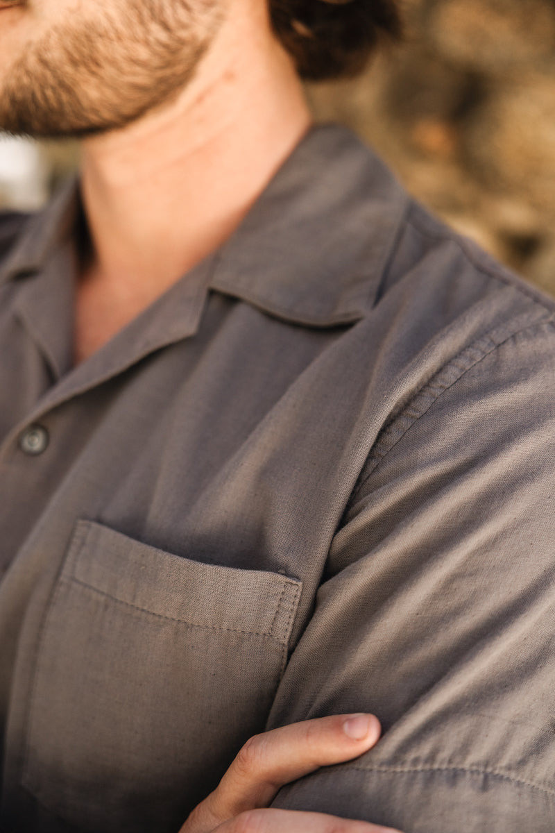 HIROSHI KATO The Wrench Double Gauze Organic Cotton Shirt - Charcoal outlook