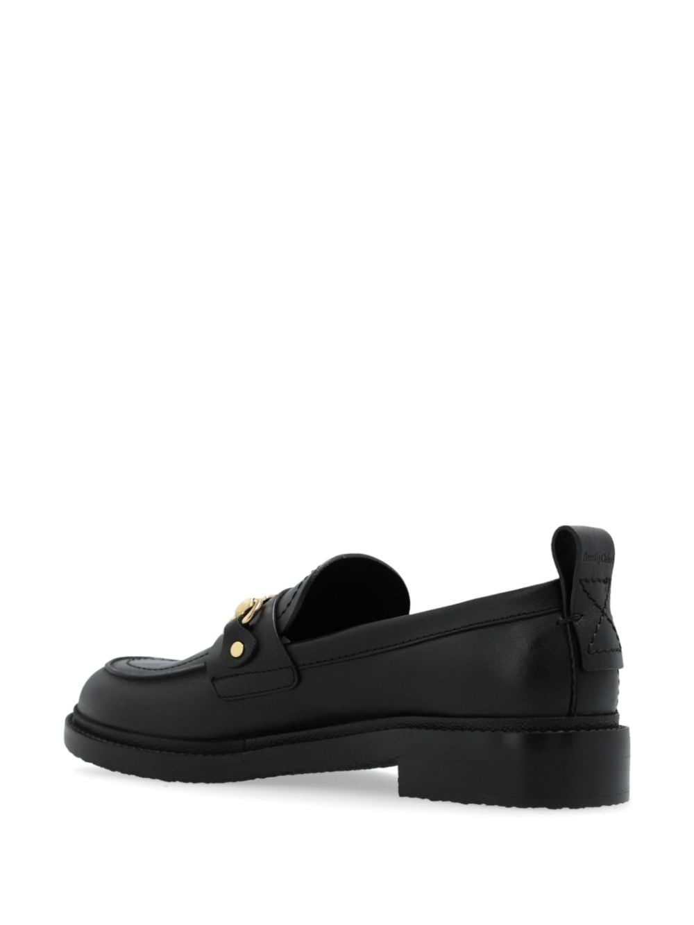 logo-engraved leather loafers - 3