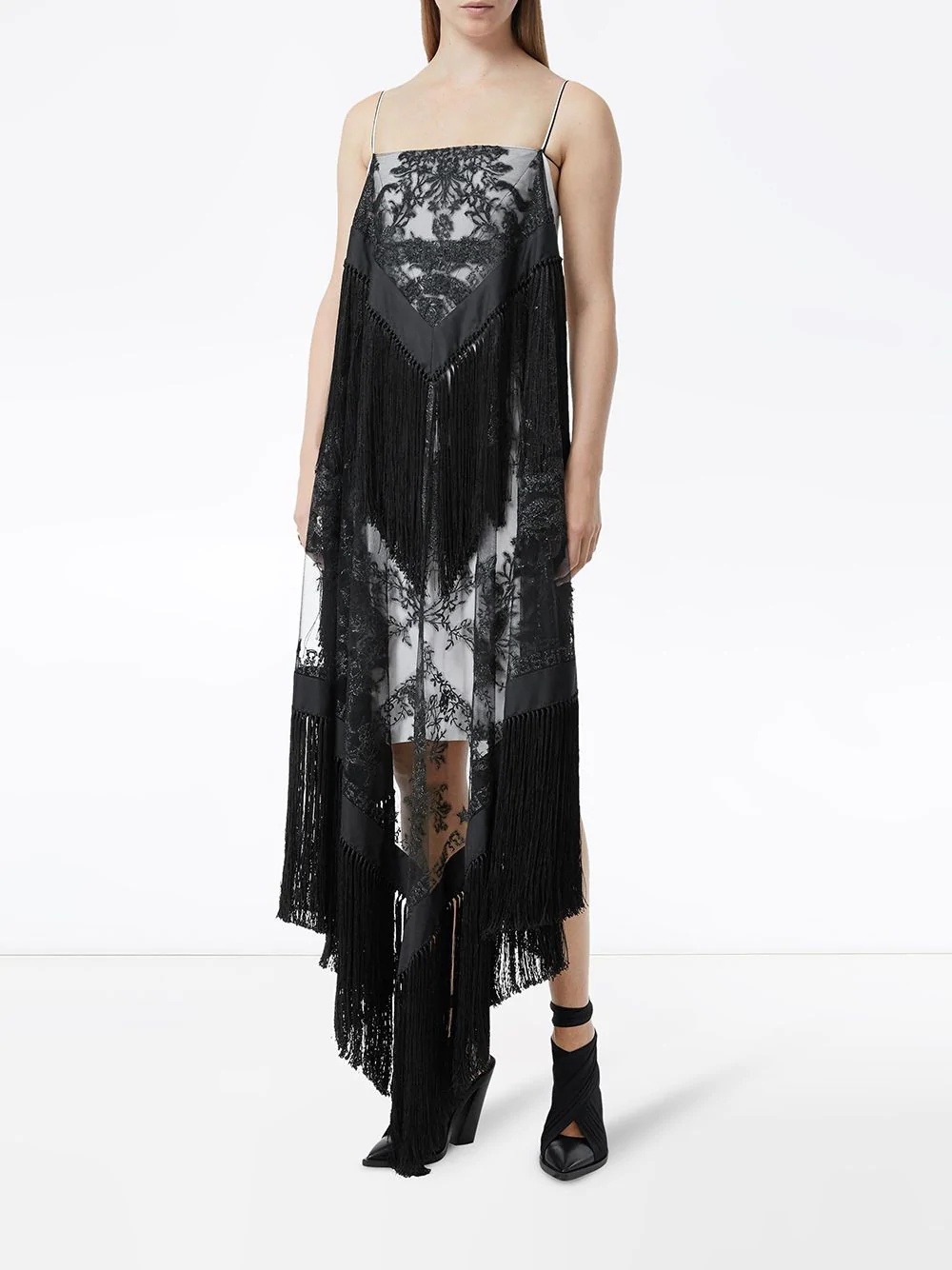 fringed embroidered scarf-dress - 2