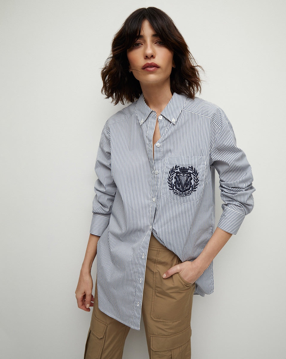 LLOYD STRIPED BUTTON-DOWN TOP | LOGO CREST - 7