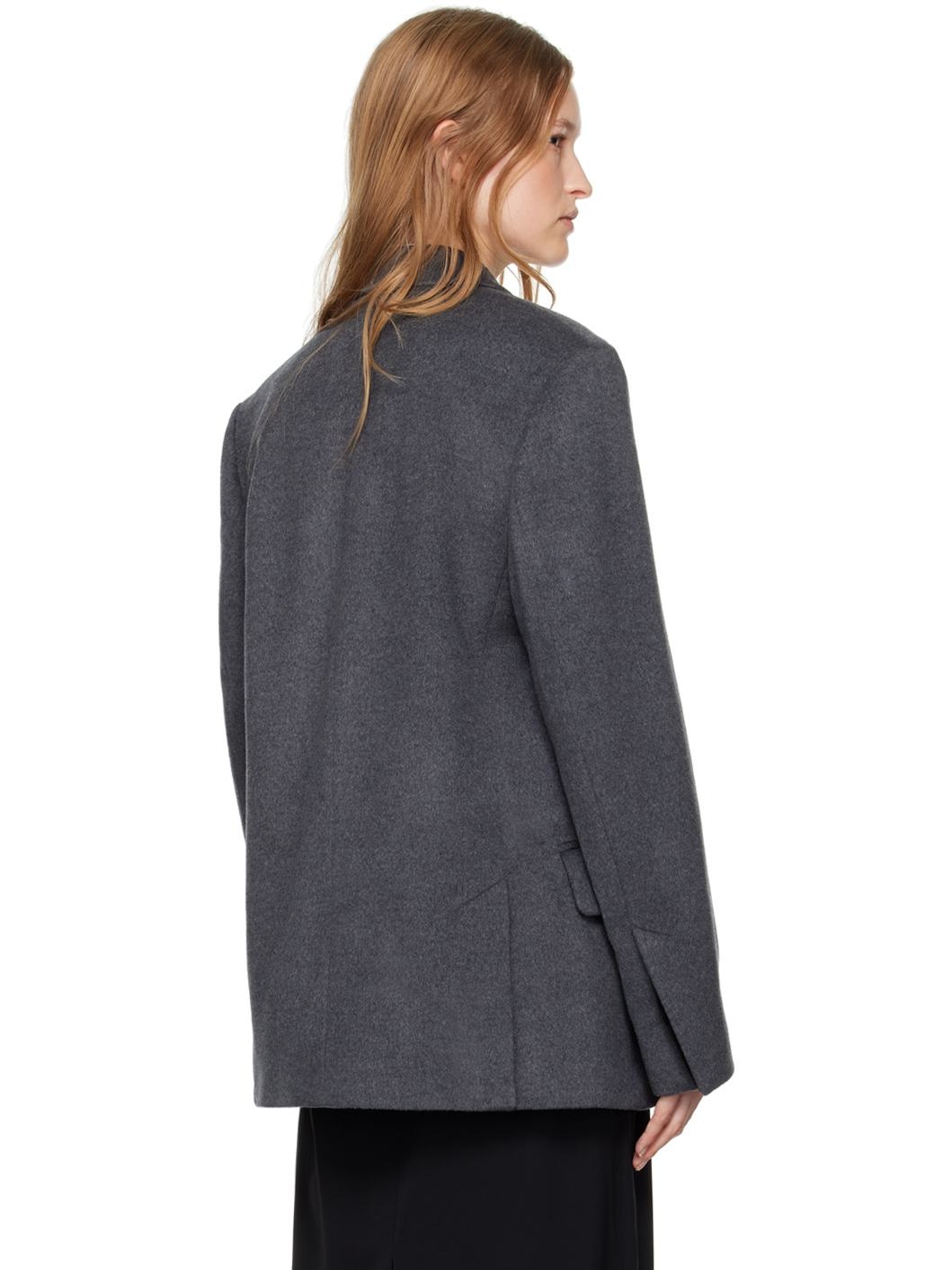 Gray Straight Blazer - 3
