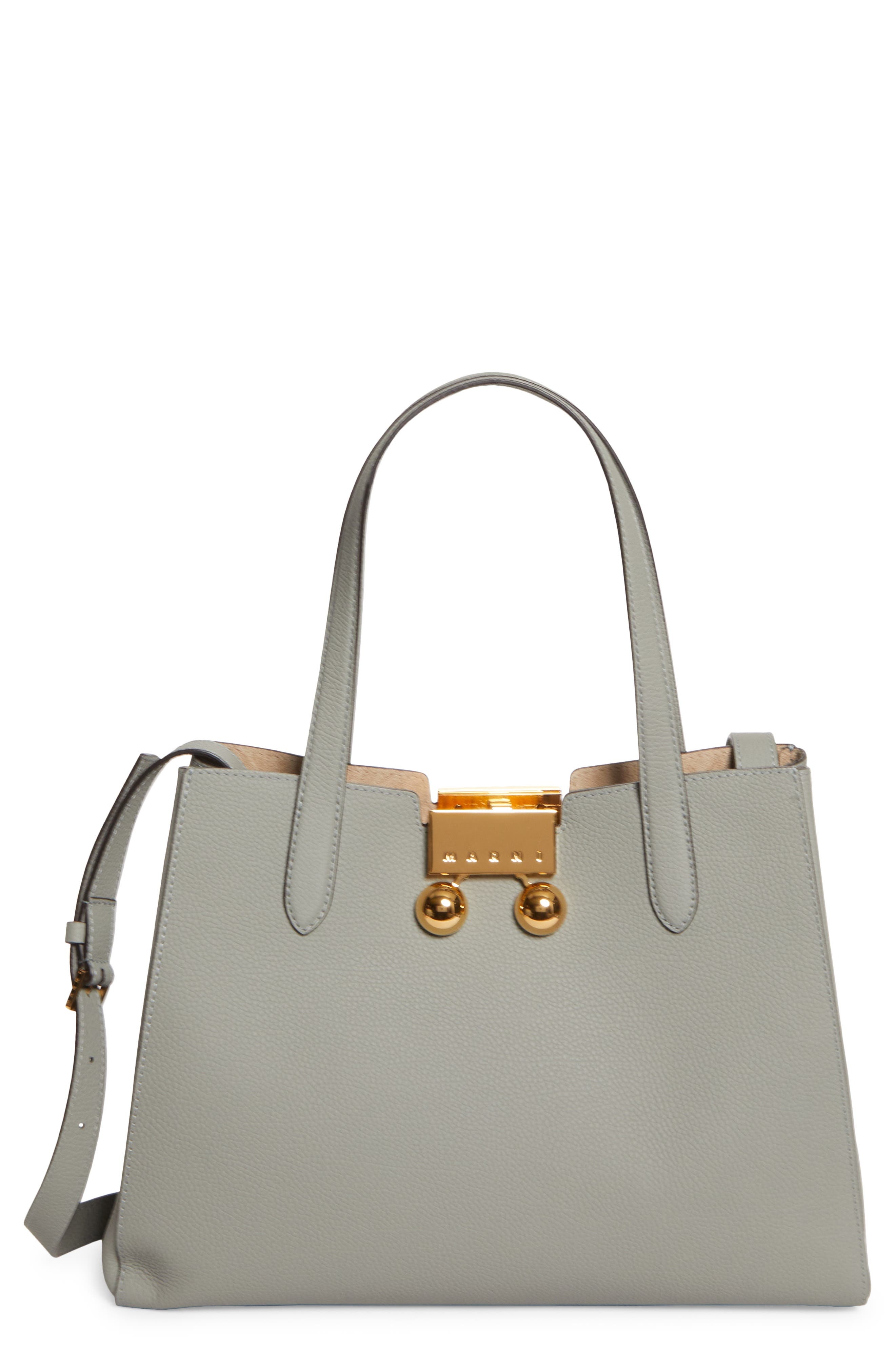 Marni Small Trunkaroo Leather Tote in Light/Grey at Nordstrom - 1