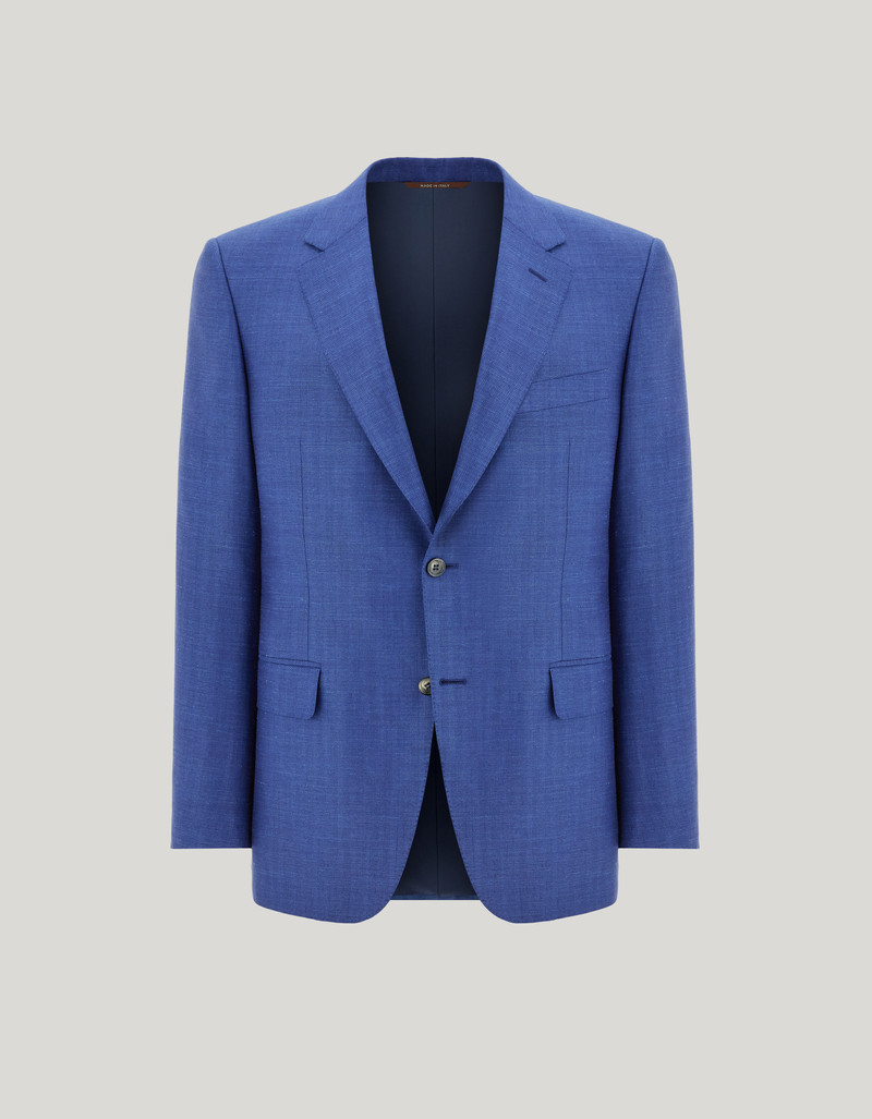 NAVY BLUE TRICOT-EFFECT COTTON JERSEY JACKET 156