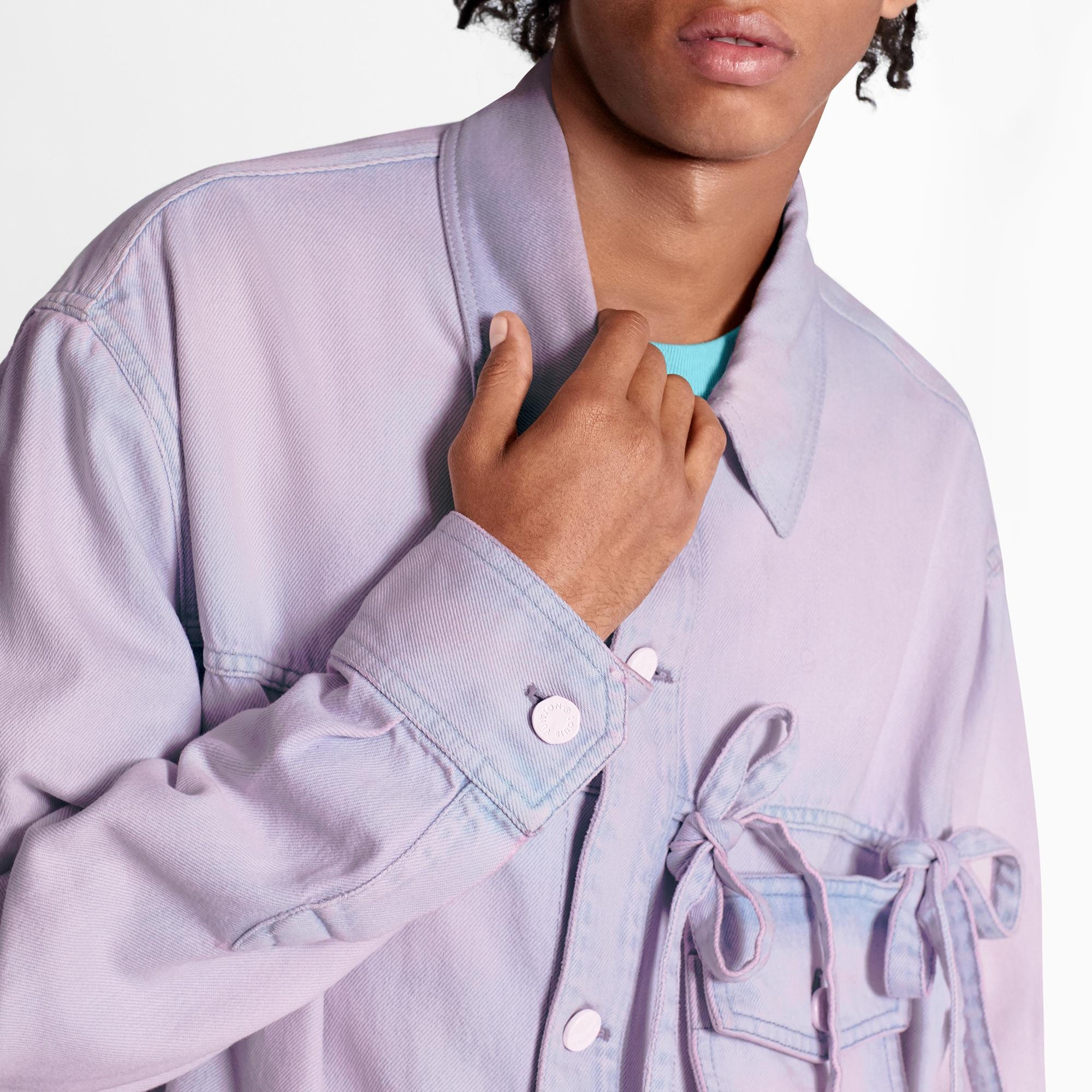 Removable Pocket Bleached Denim Shirt - 3