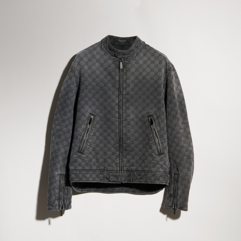 GG cotton denim jacquard zip jacket - 1