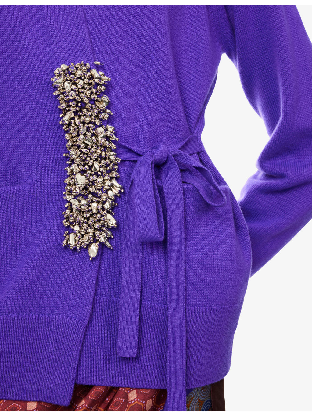 Crystal-Embellished Wrap Cashmere Cardigan - 5