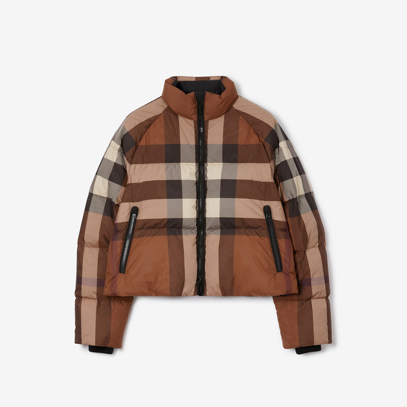 Check Cropped Puffer Jacket - 1