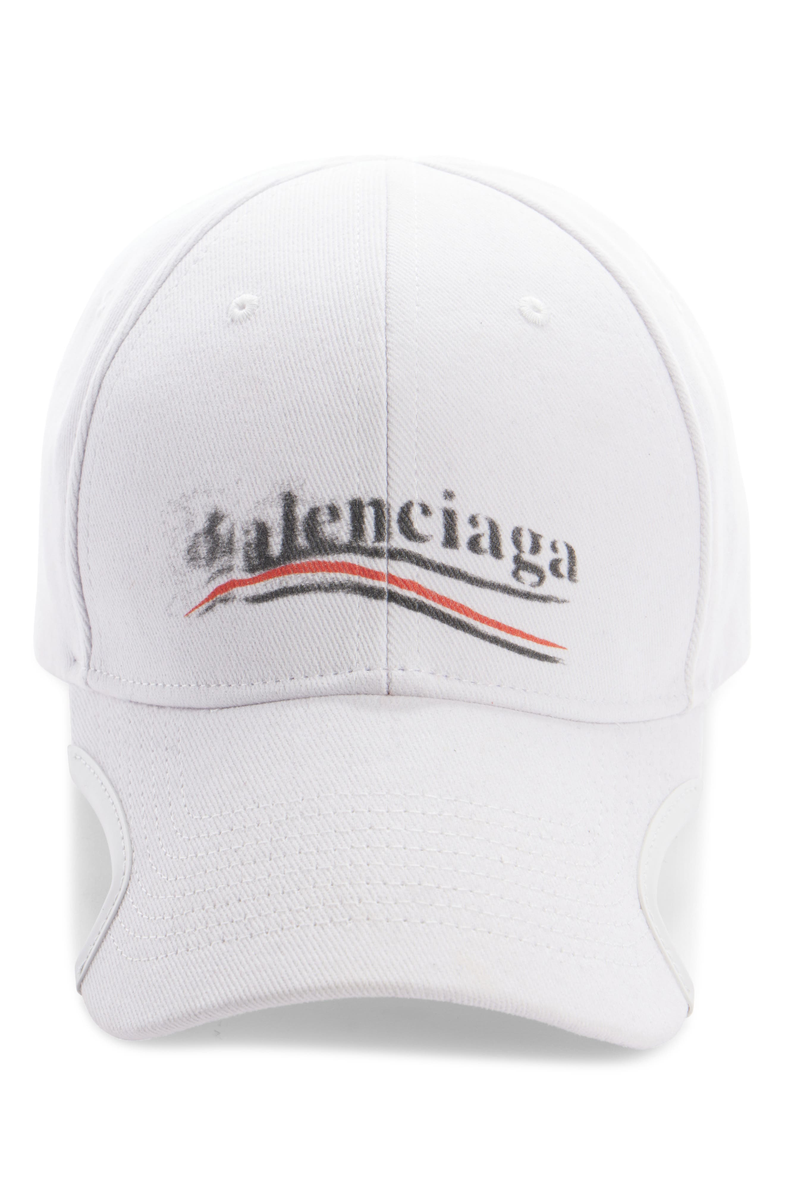 Balenciaga Political Stencil Adjustable Baseball Cap in Off White/Black at Nordstrom - 2