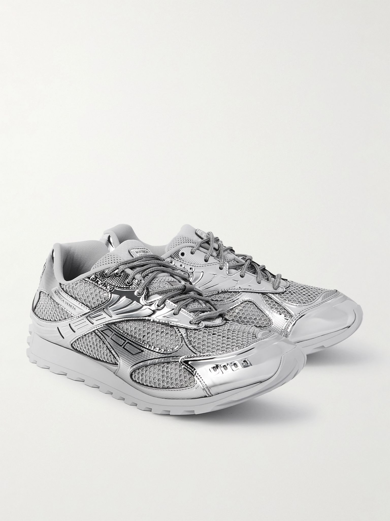 Orbit Metallic Rubber and Mesh Sneakers Gray - 4