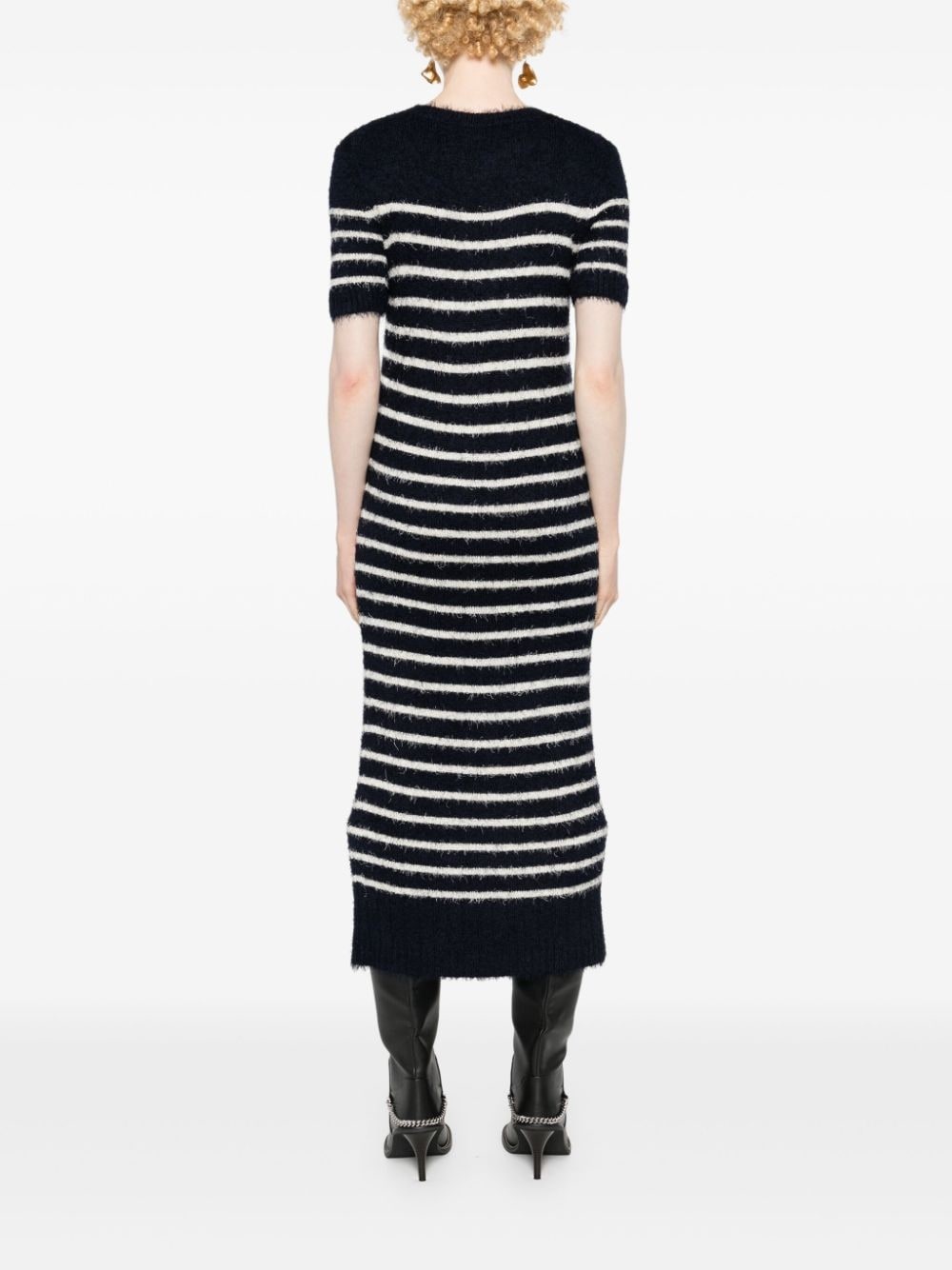stripe-pattern knitted tube dress - 4