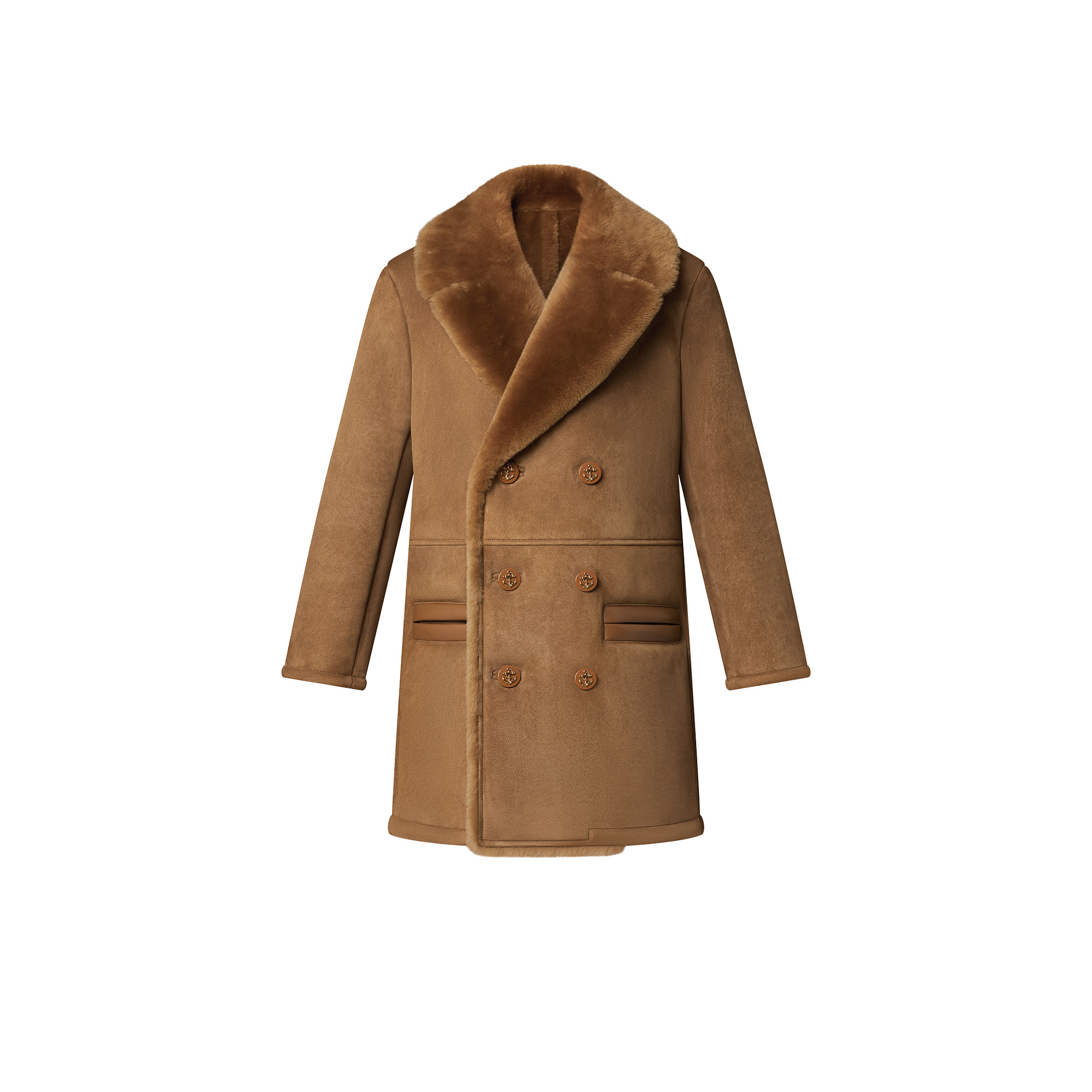 Merino Shearling Double-Breasted Coat - 1