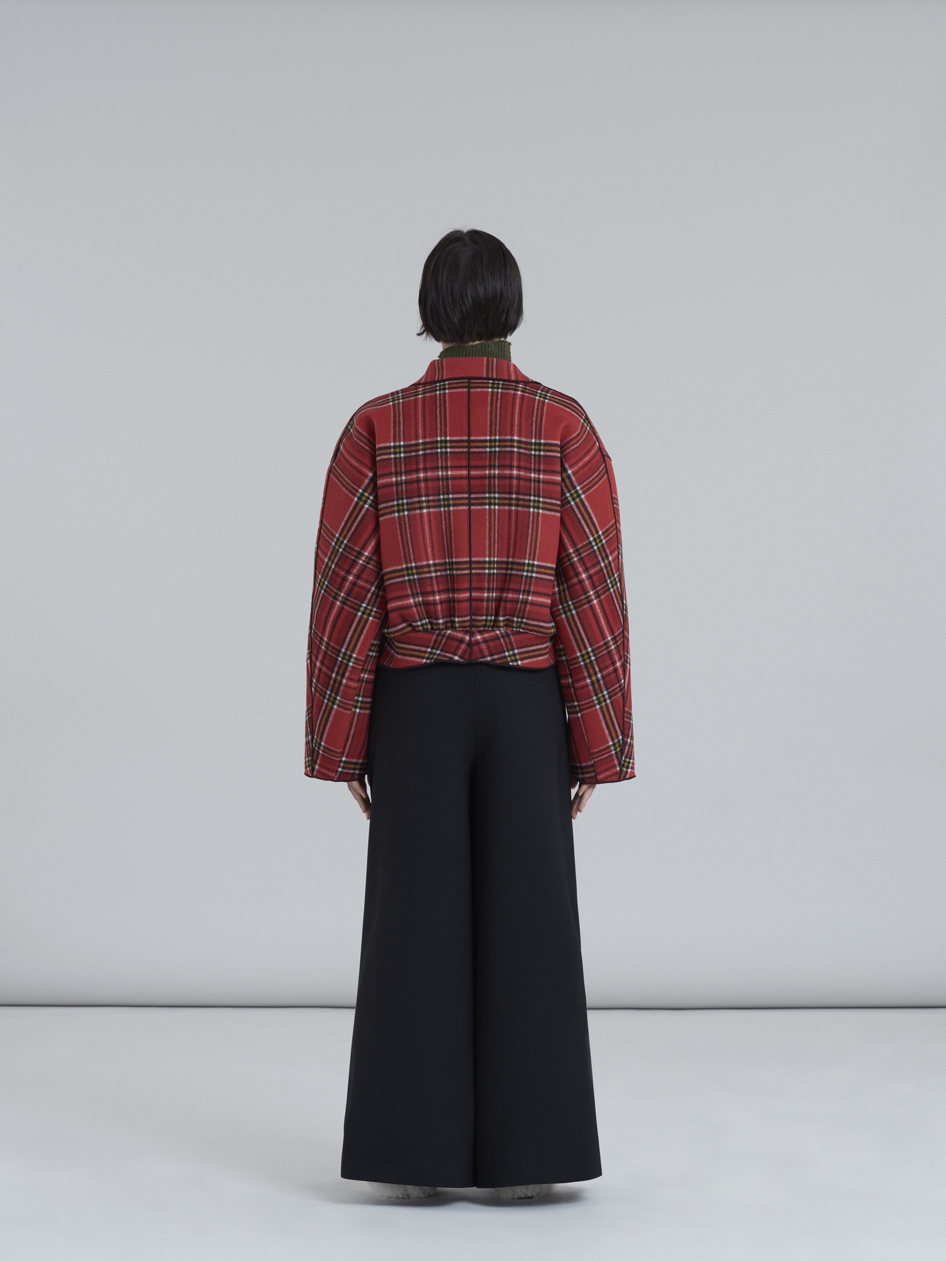 DOUBLE FACE MELTON WOOL JACKET WITH CONTRASTING LINING AND PIPING - 3