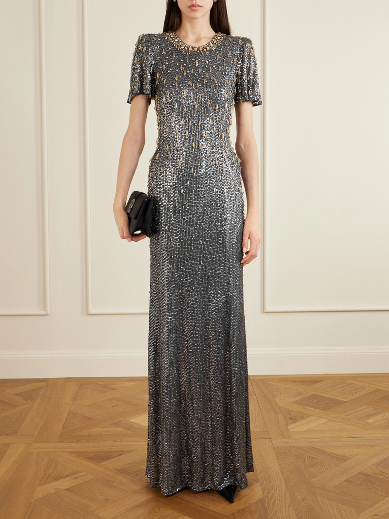 JENNY PACKHAM Serenity Crystal-embellished Sequined Crepe Gown outlook