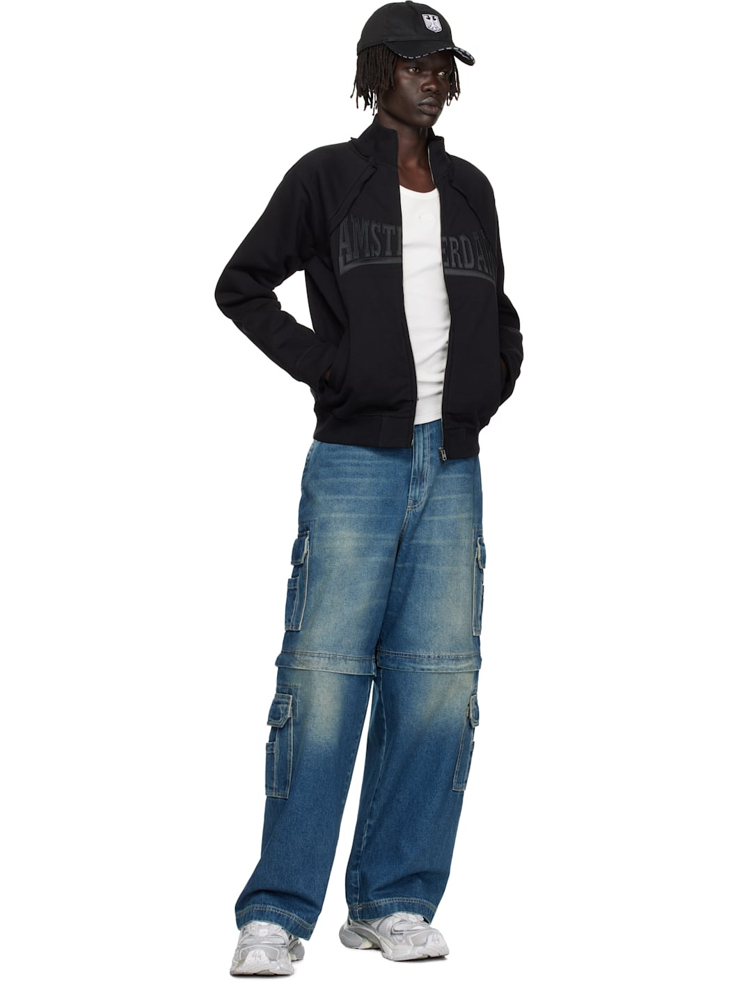 Blue Hip-Hop Denim Cargo Pants - 5