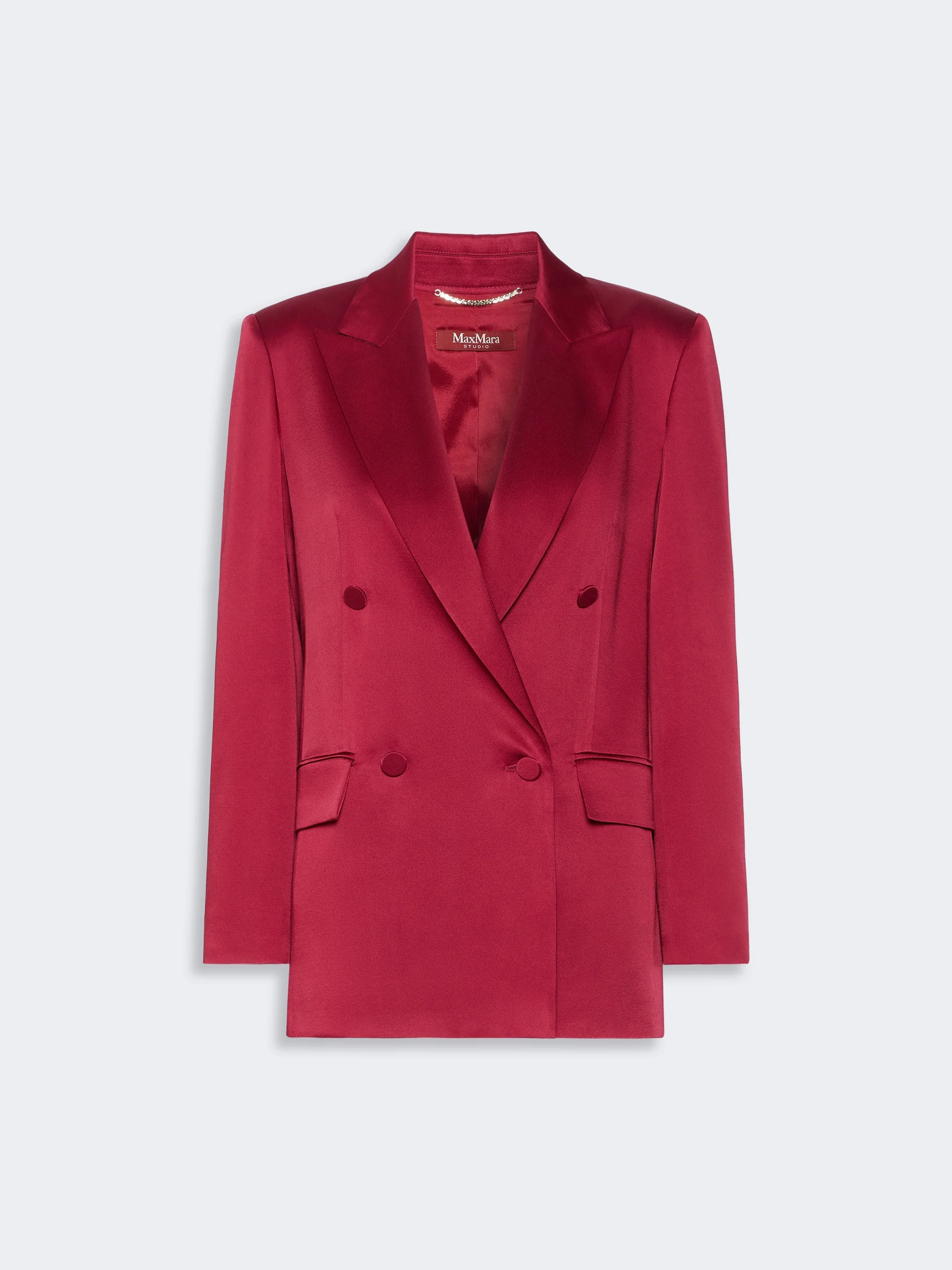 ARCA Double-breasted envers satin blazer - RUBY - 1