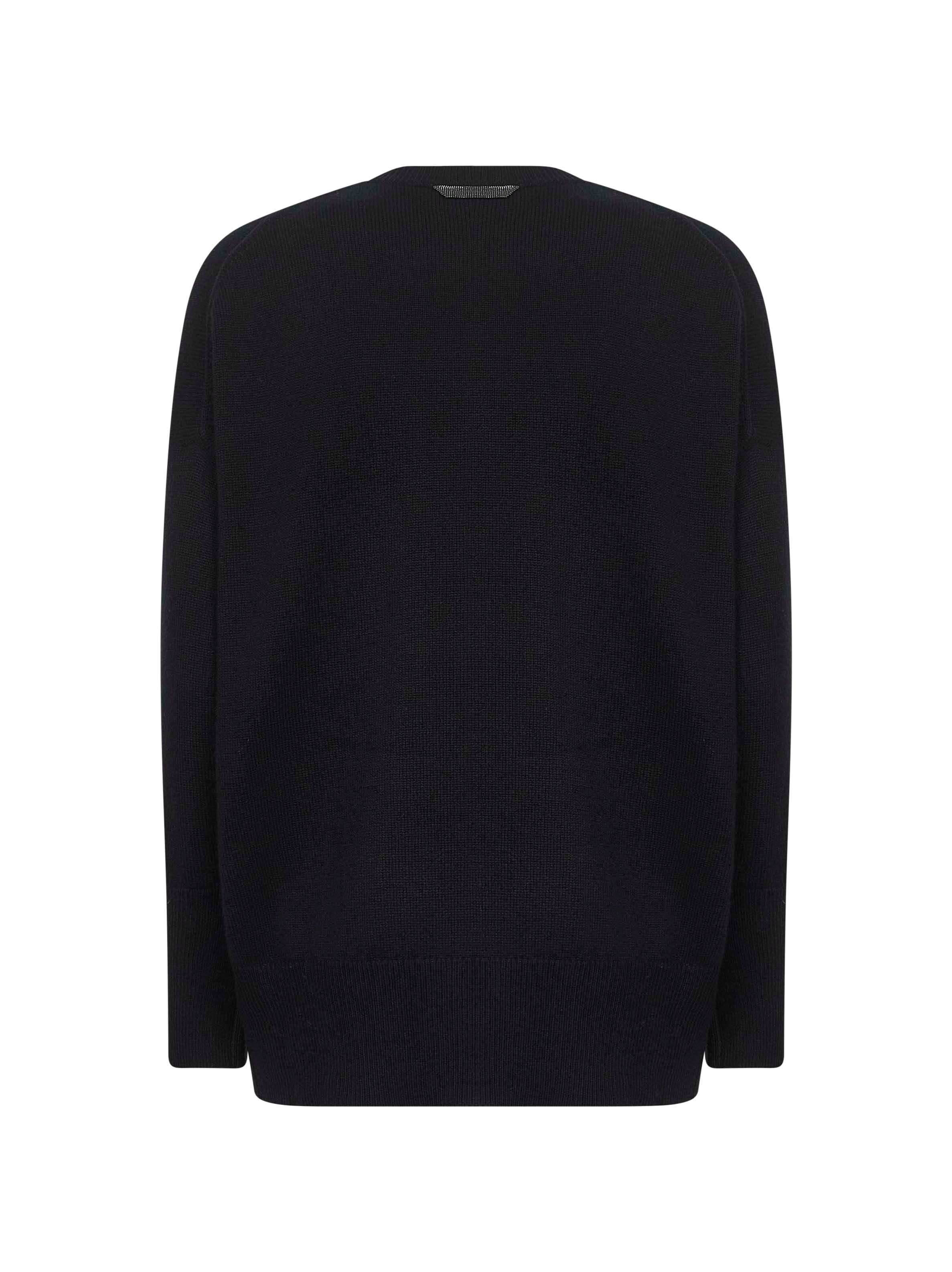 Black cashmere sweater with monili - 2