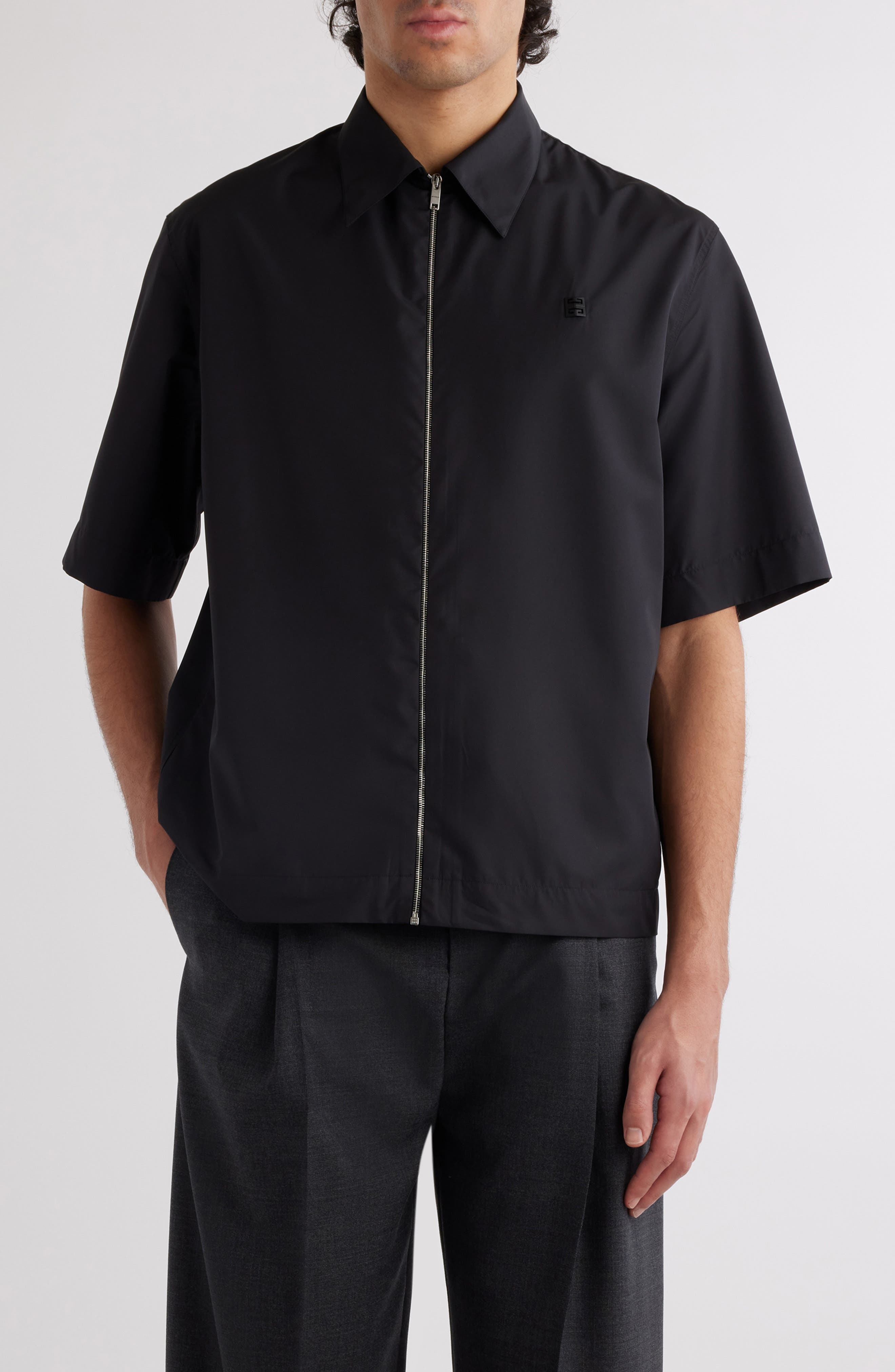 Short Sleeve Zip-Up Shirt - 1