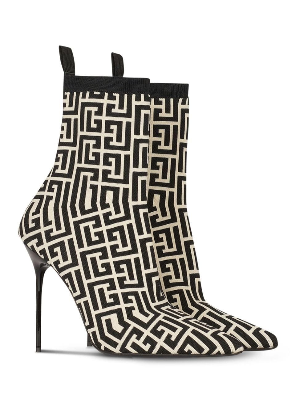monogram-jacquard pointed boots - 5