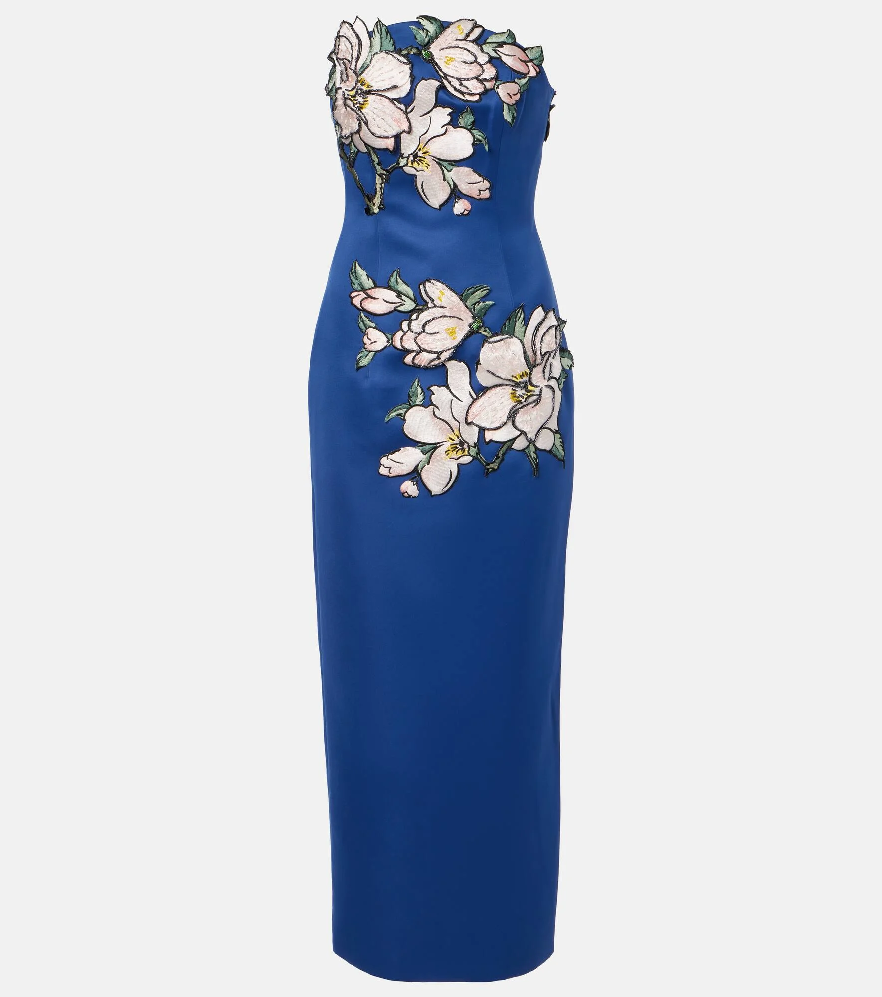 Ava floral-appliqué strapless midi dress - 1