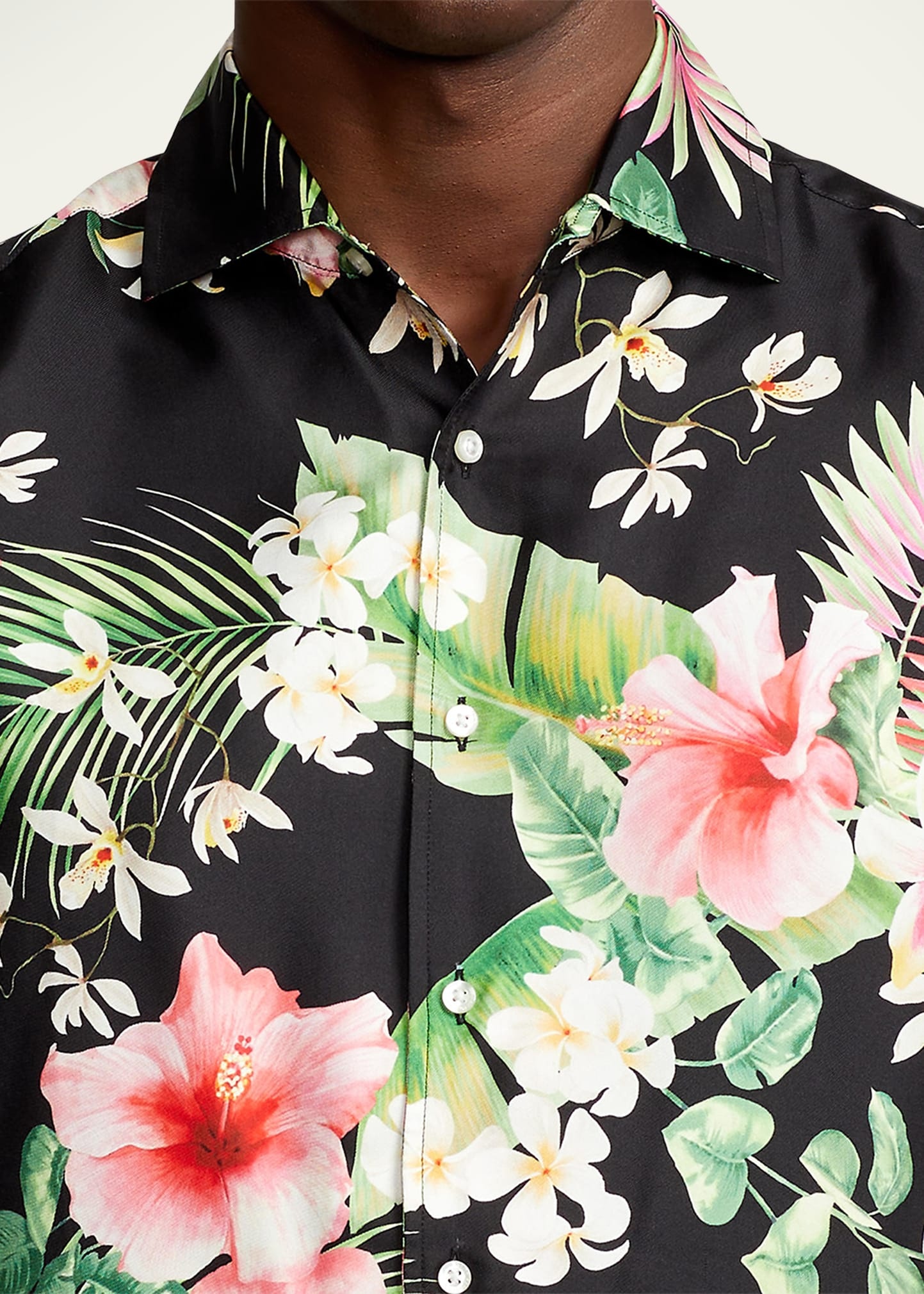 Men's Botanical-Print Silk Twill Shirt - 5