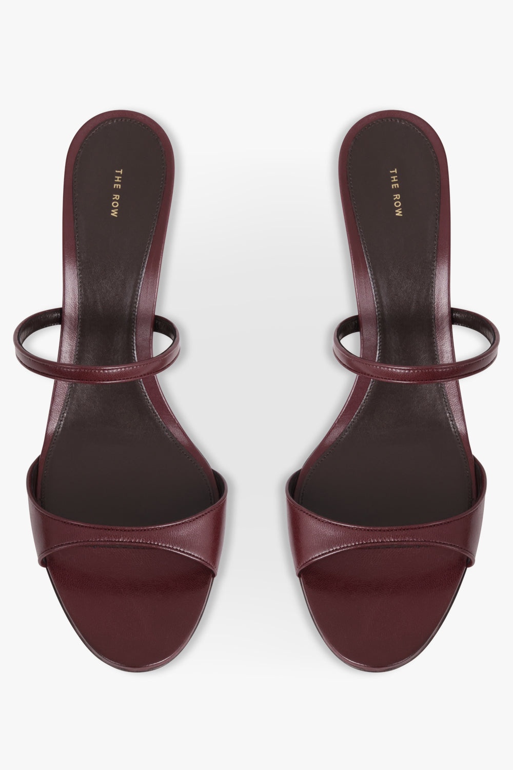 【THE ROW】Vika Knot 80 レザーミュール THE ROW Vika Knot 80 Leather Mules in Burgundy | endource