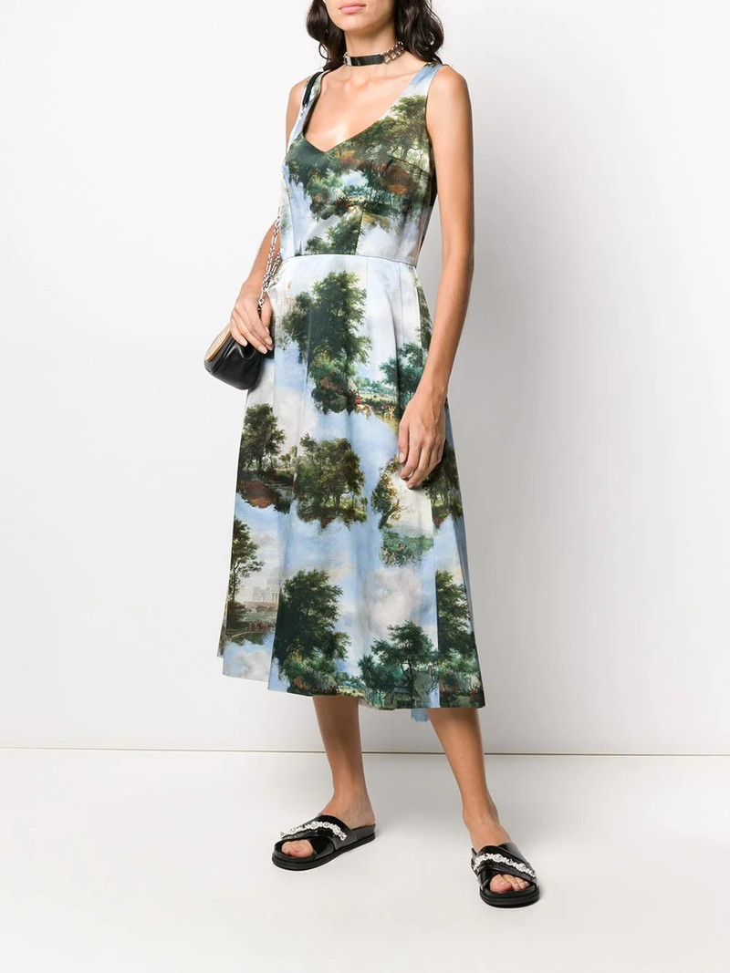 Comme Des Garçons landscape print A-line dress outlook