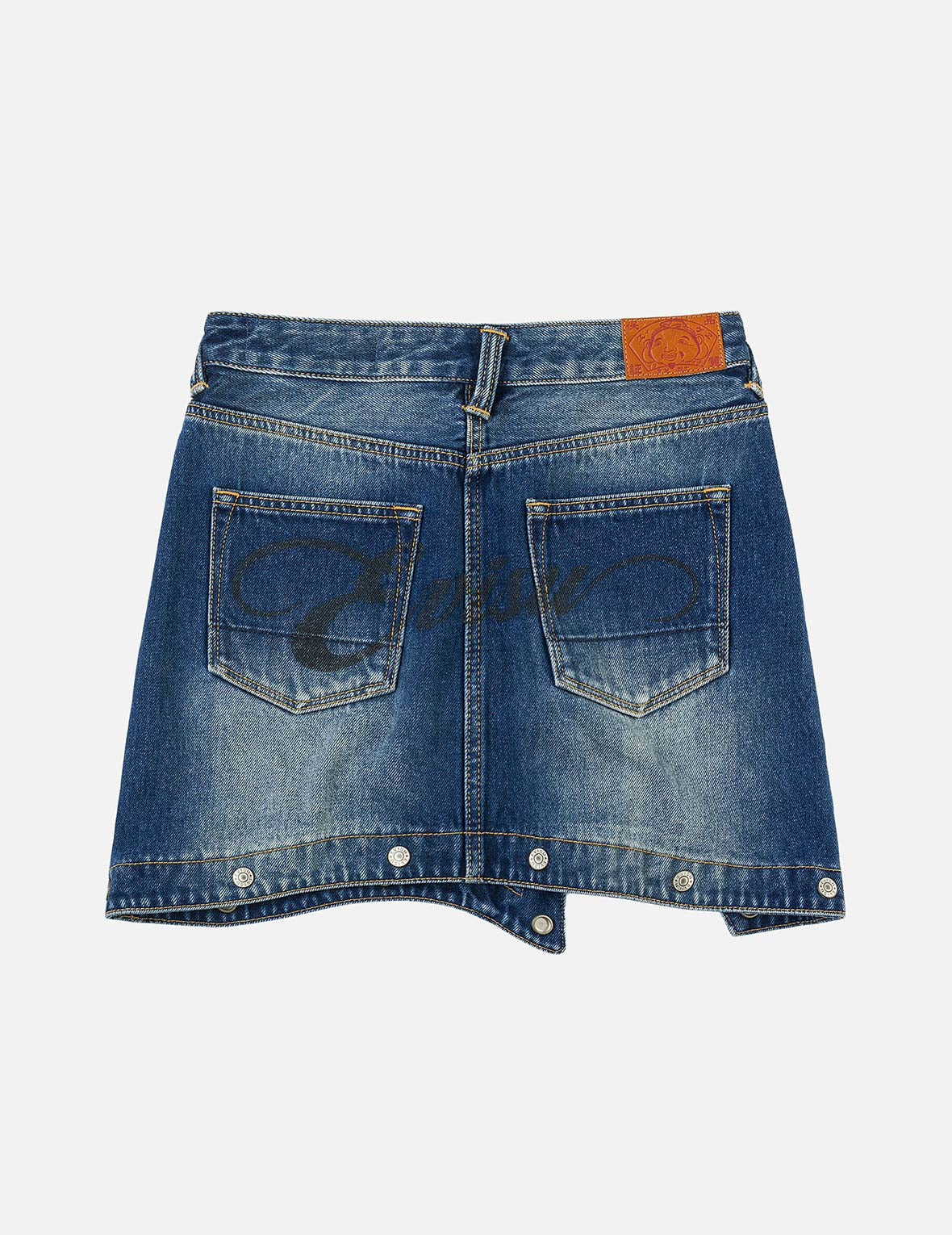 Logo Print Fashion Fit Detachable Denim Skirt - 6