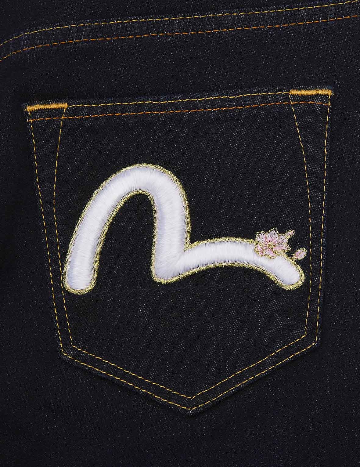 DRAGON HEAD AND SEAGULL EMBROIDERED SKINNY JEANS - 8