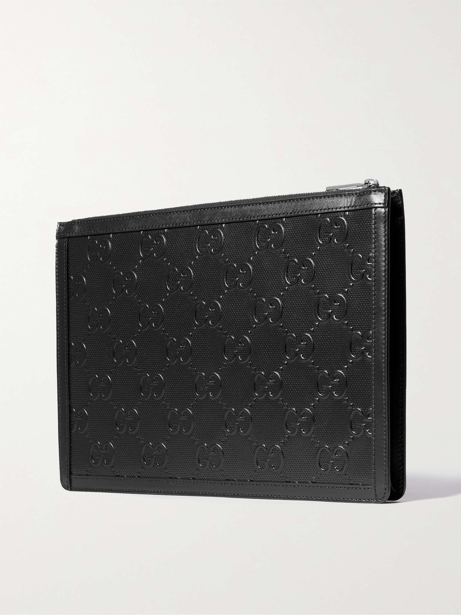 Logo-Embossed Perforated Leather Pouch - 4