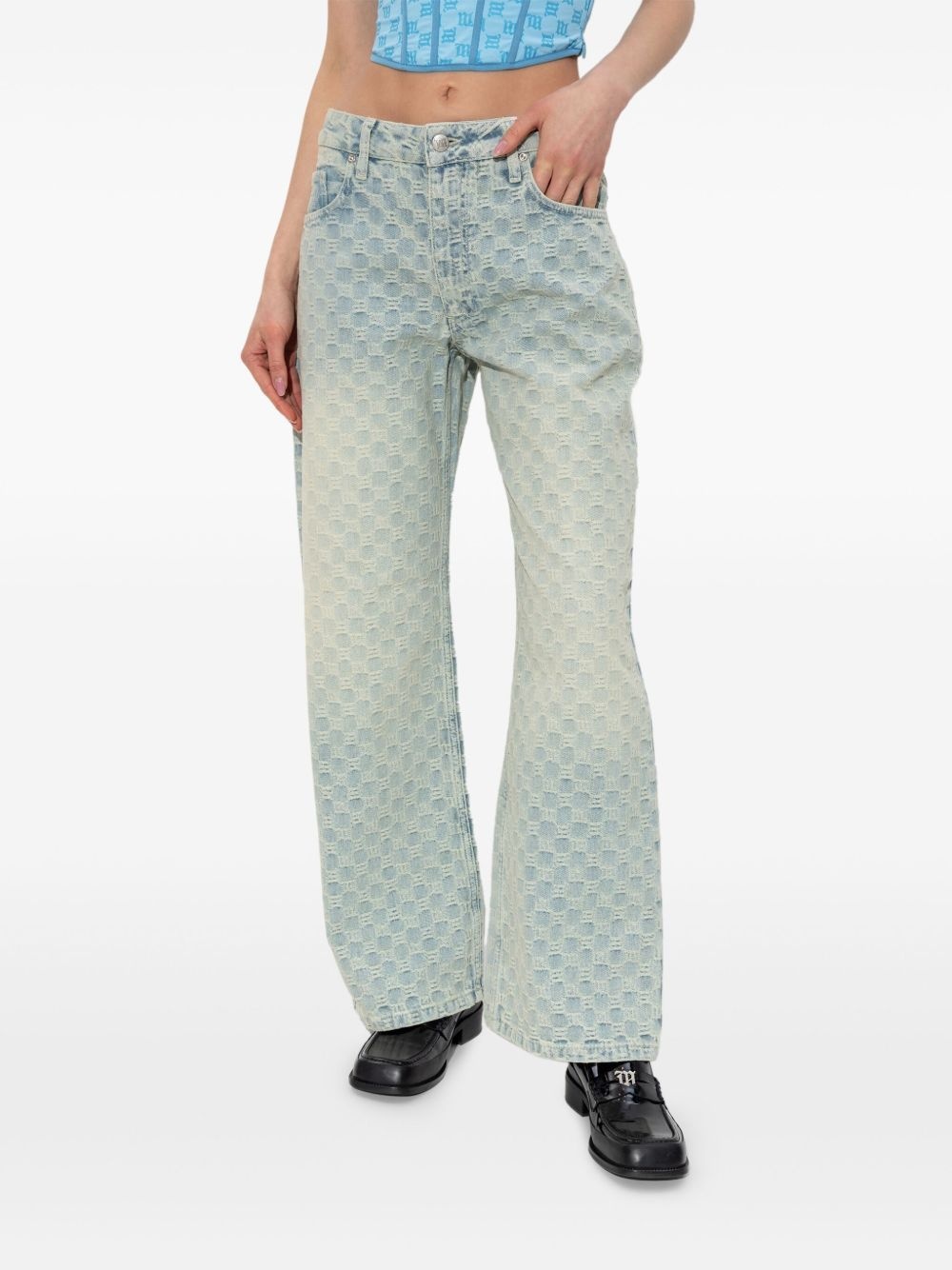 monogram-jacquard jeans - 2