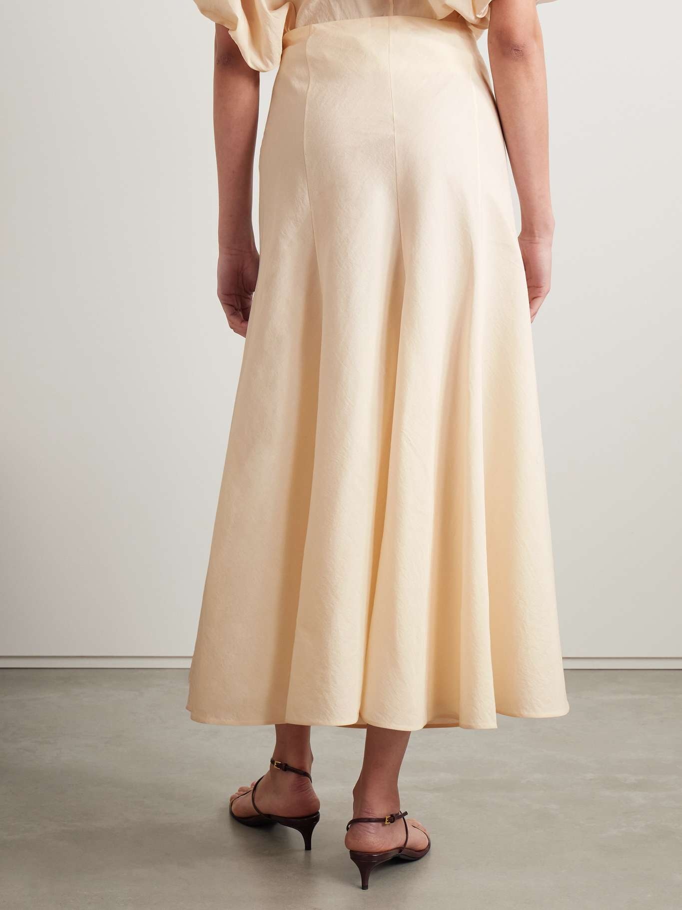 Lenno silk and cotton-blend midi skirt Ecru - 4