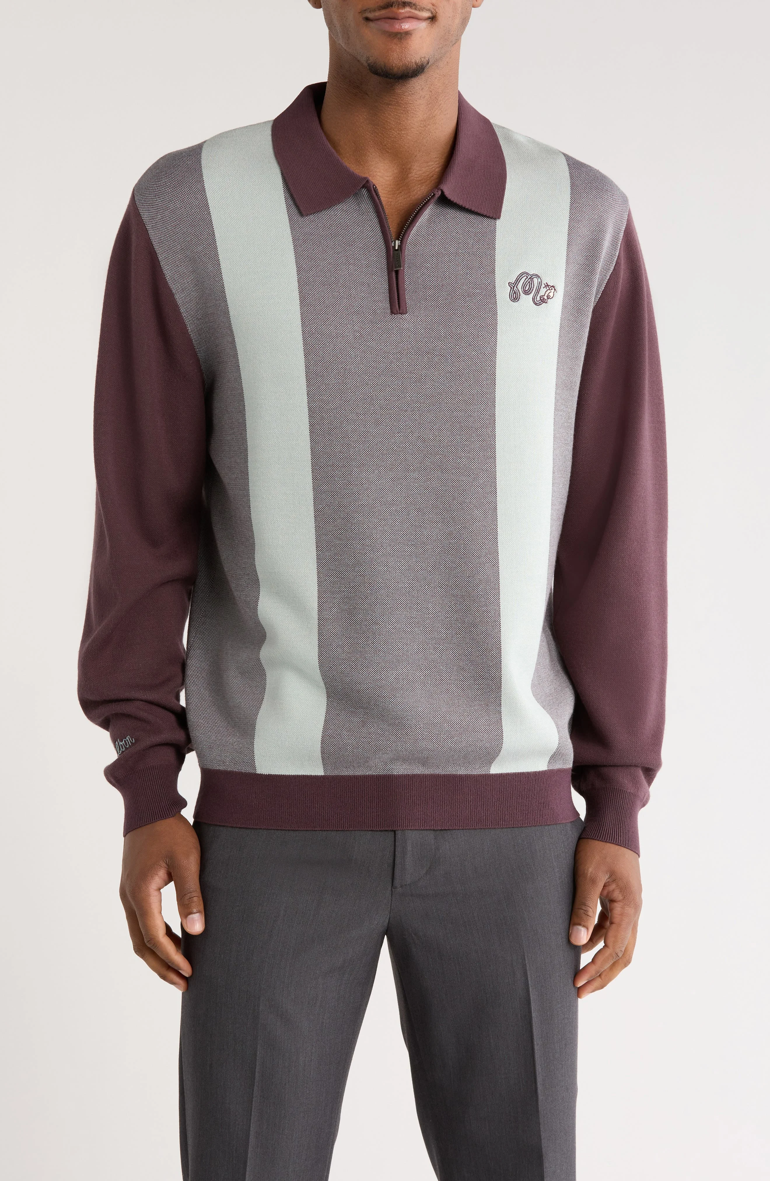 Malbon Golf Dove Colorblock Sweater in Light Blue at Nordstrom - 1