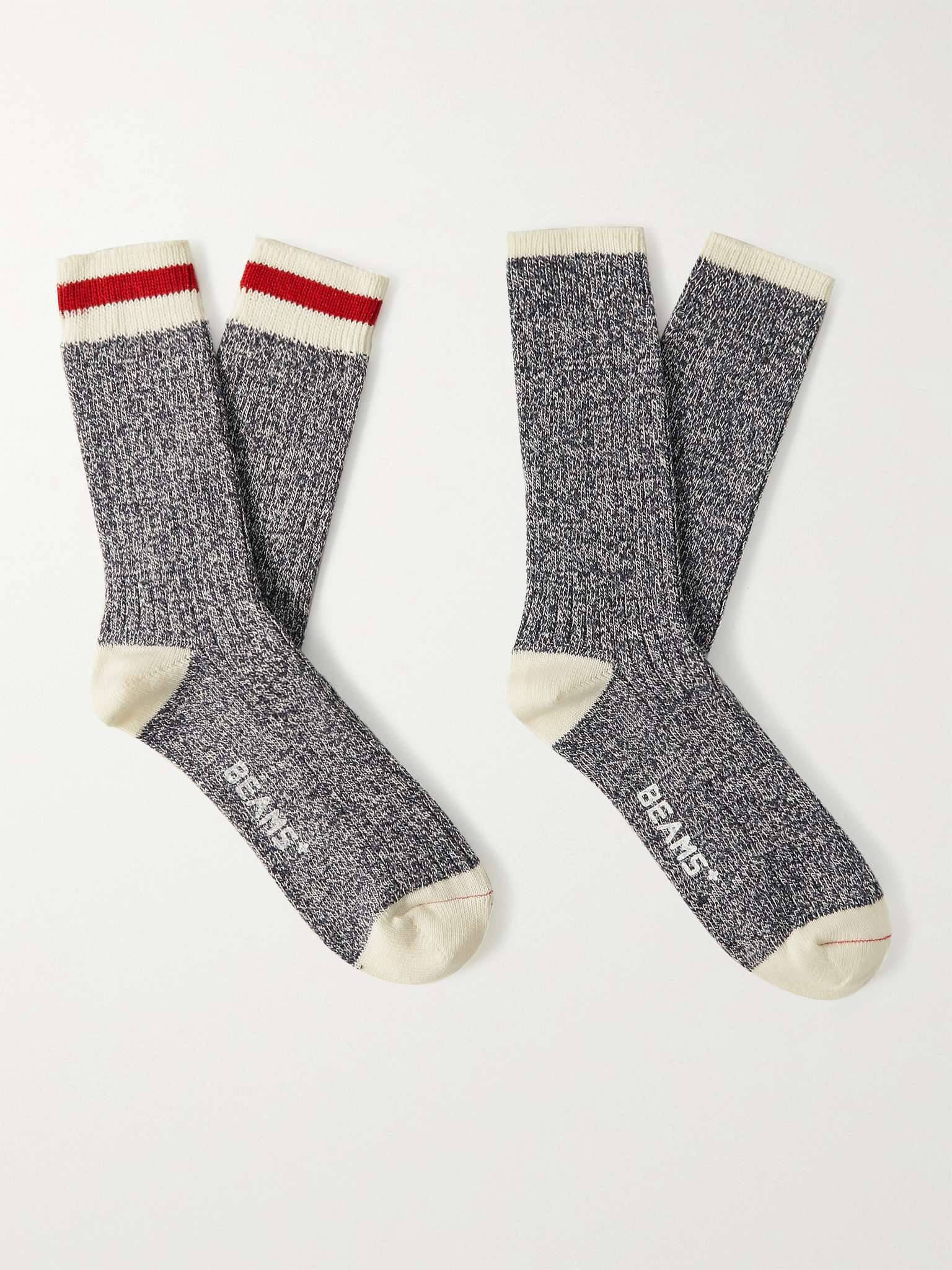 Two-Pack Striped Mélange Cotton-Blend Socks - 1