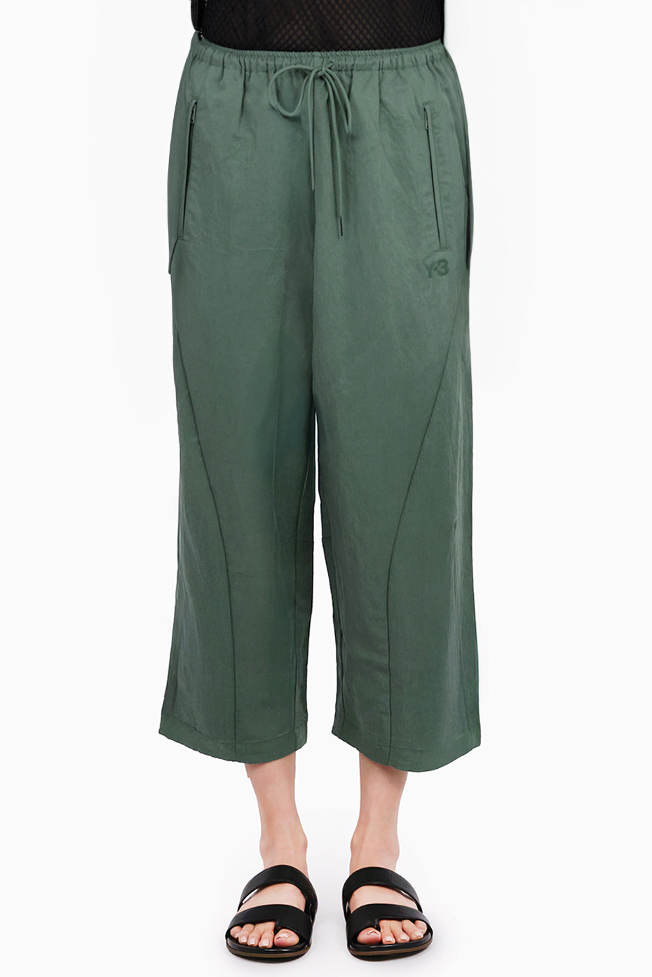 LOOSE FIT CROPPED DRAWSTRING PANT | GREEN - 3