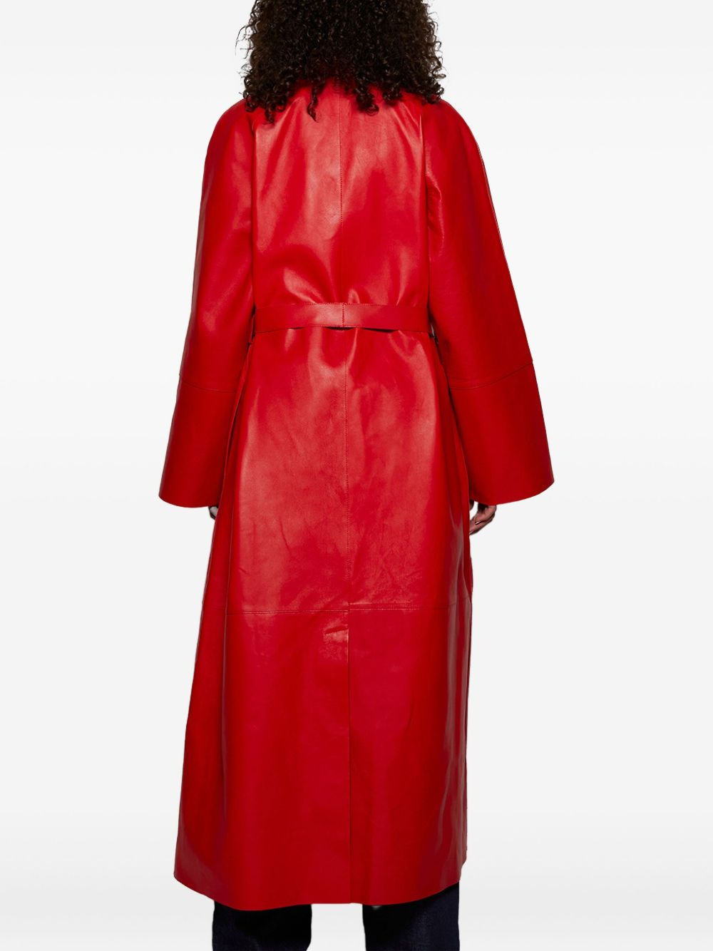 belted leather coat - 5
