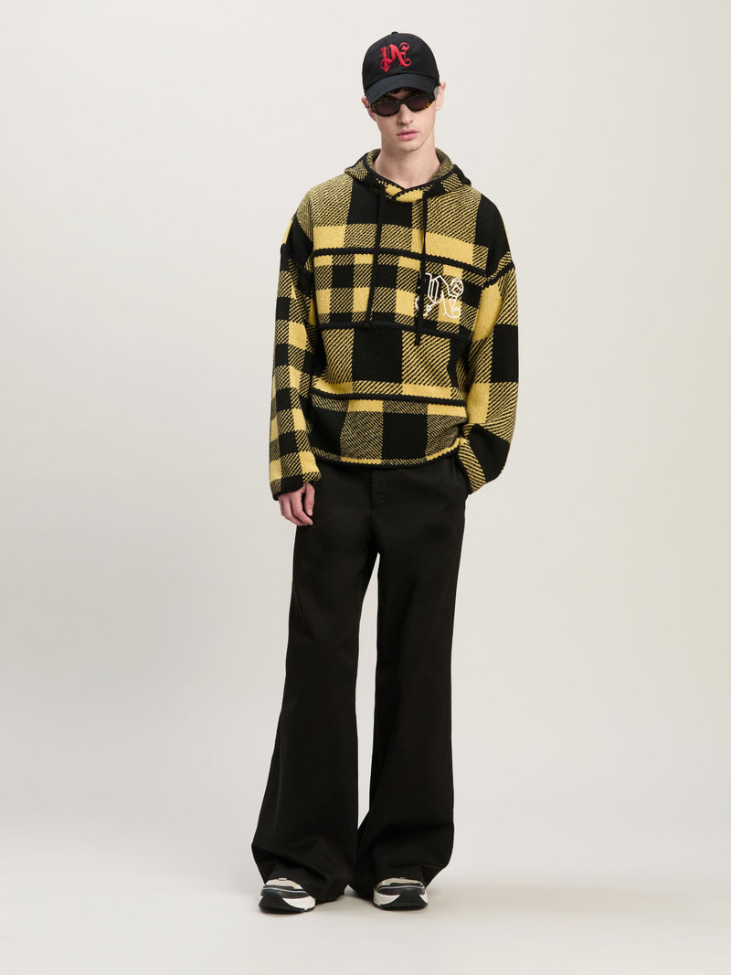 Palm Angels Monogram Tartan Knit Hoody outlook