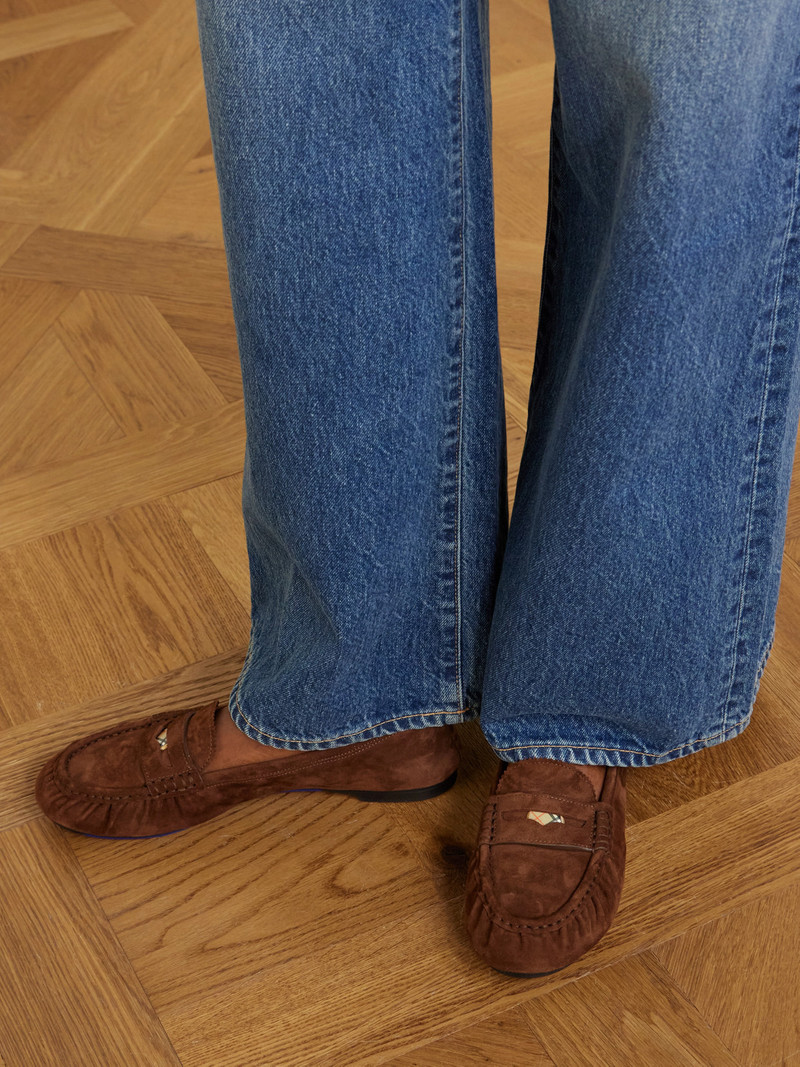 Burberry Fawn Suede Penny Loafers outlook