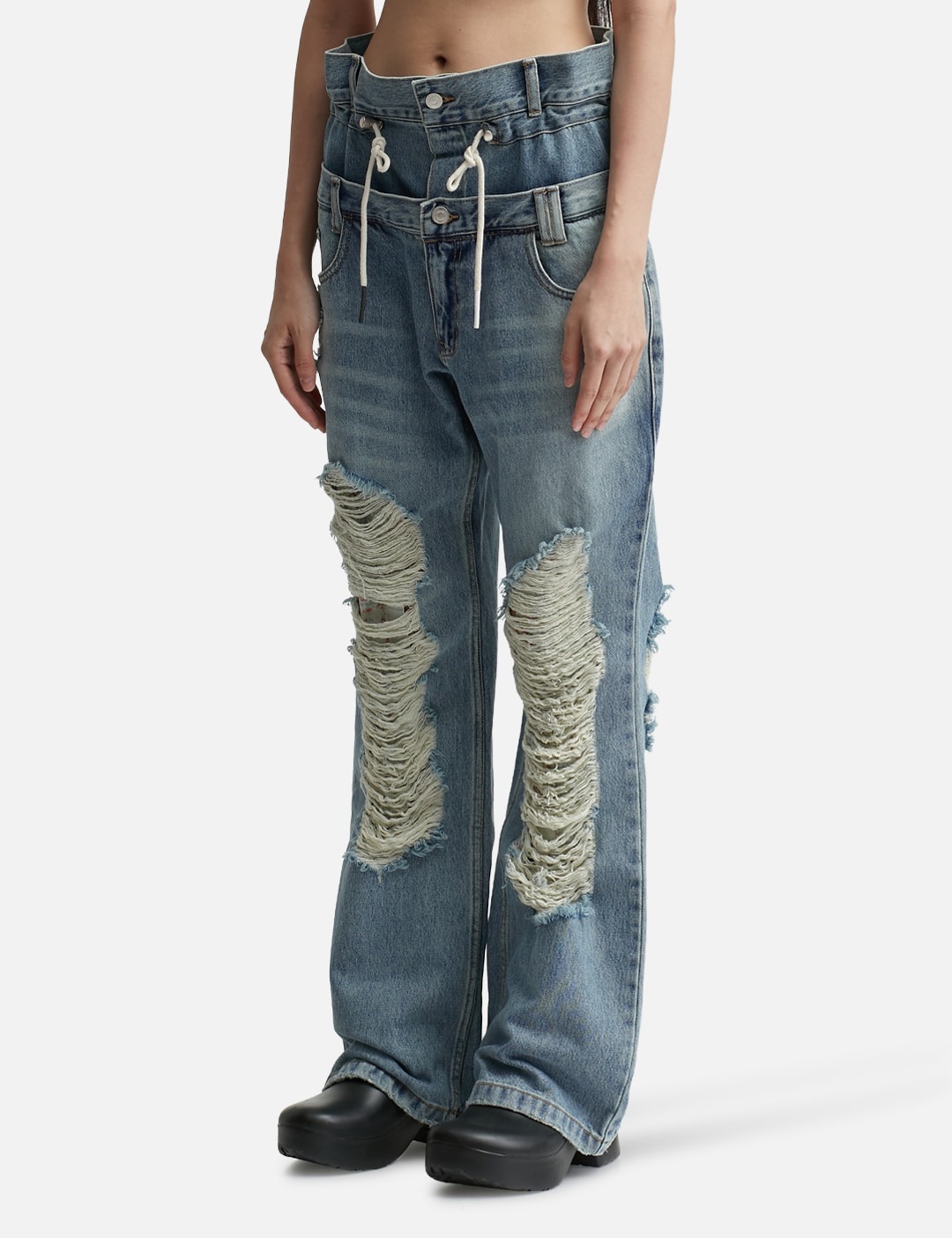 BERIA STRING DOUBLE WAIST JEANS - 2