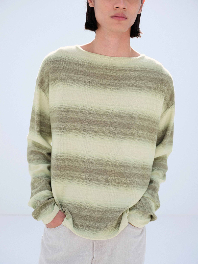 AURALEE COTTON SILK GRADIENT STRIPE KNIT BOAT NECK P/O outlook