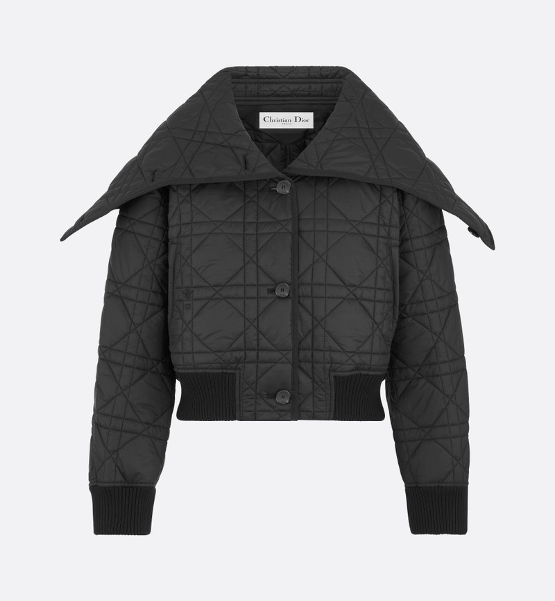 Macrocannage Bomber Jacket with Oversized Collar 1