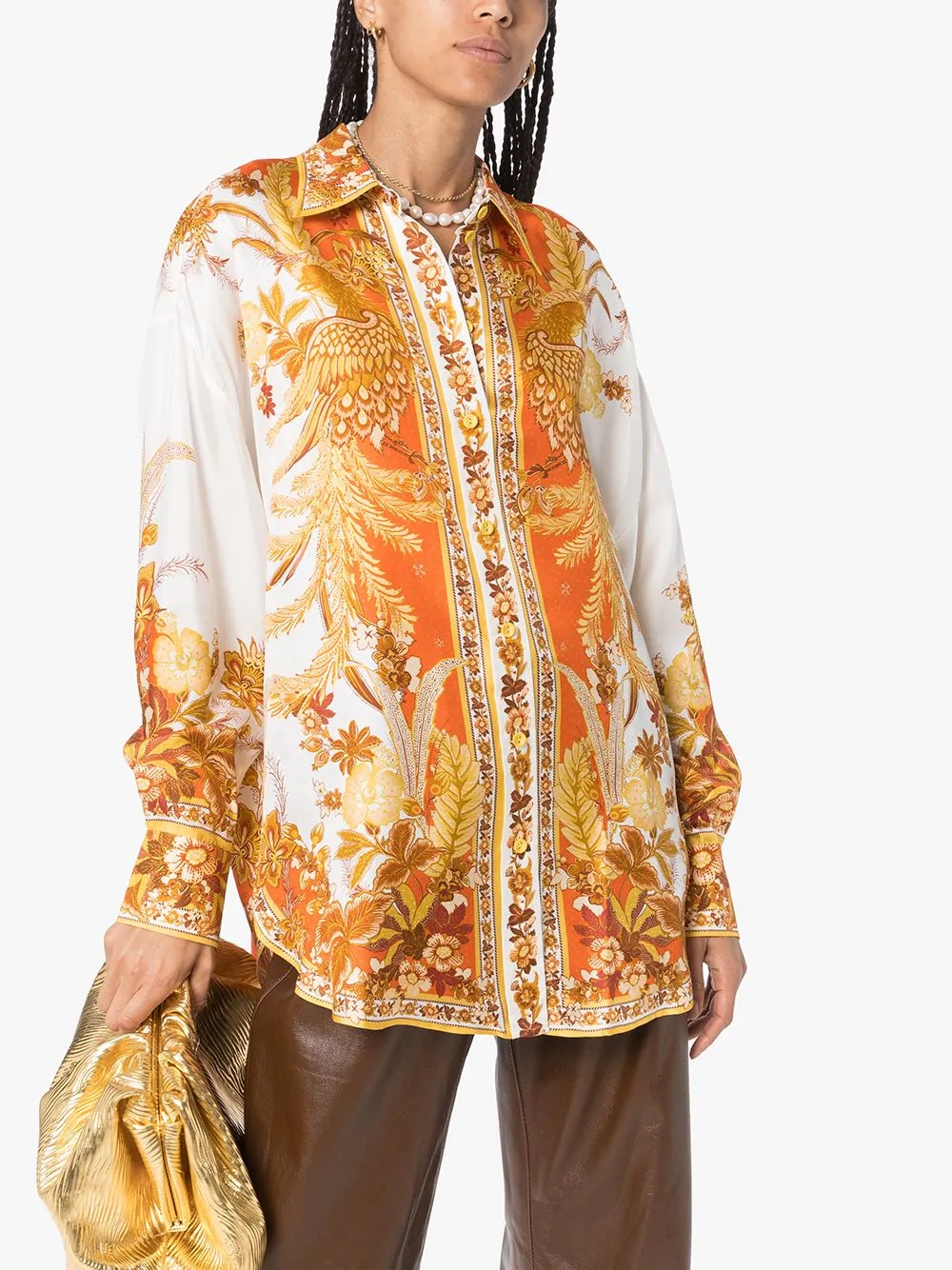 floral-print silk shirt - 2