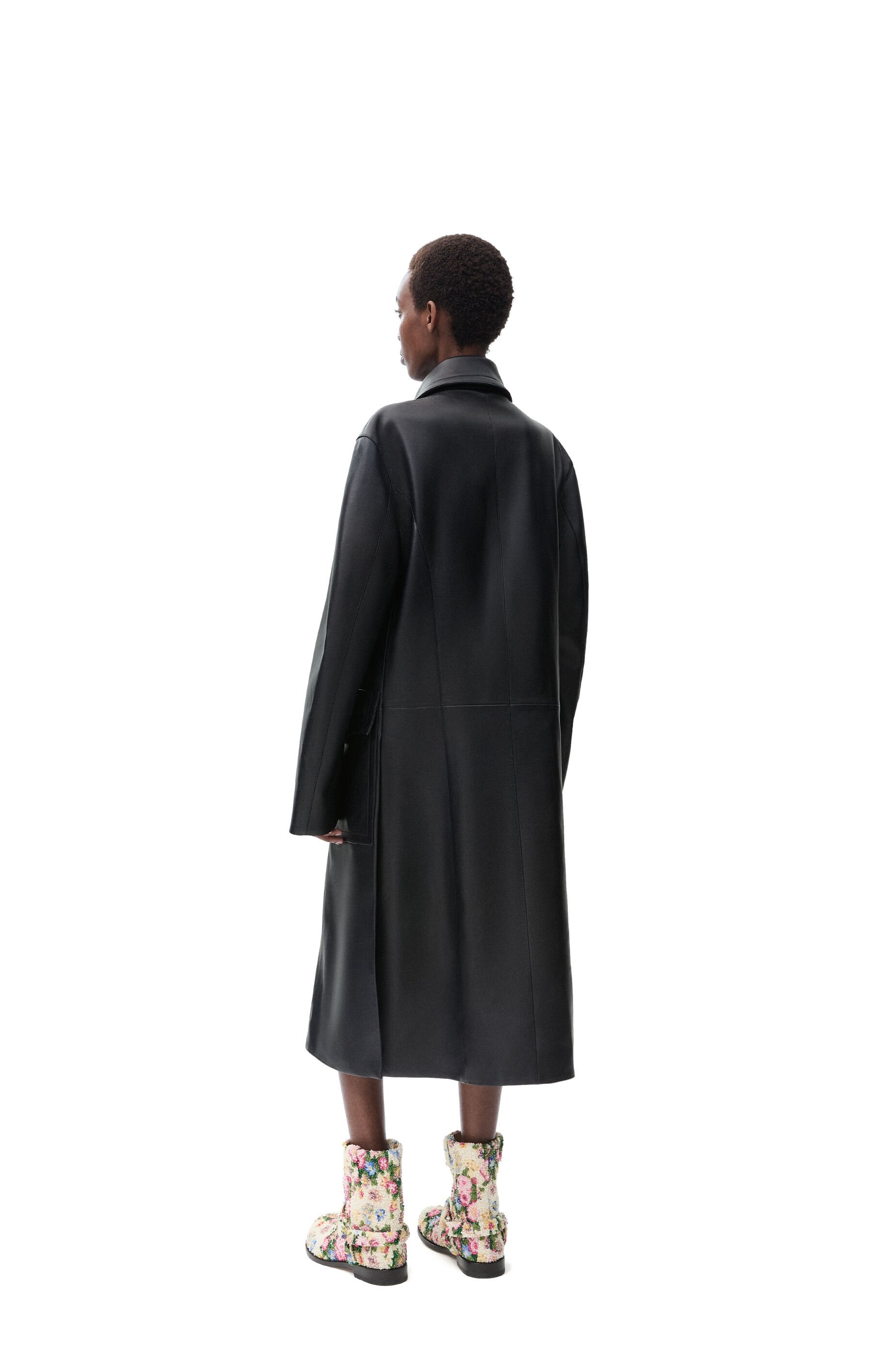 Double-breasted coat in nappa lambskin - 3