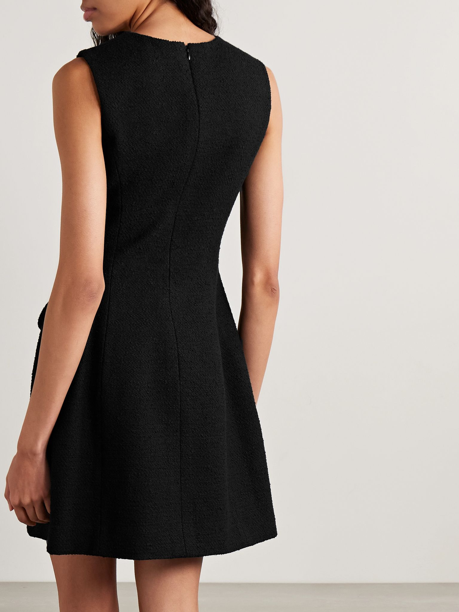 Embellished cotton-blend tweed mini dress Black - 3
