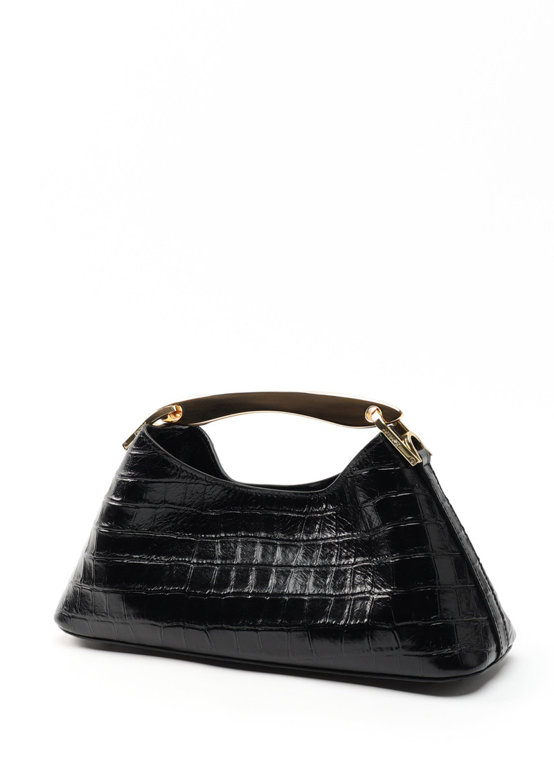 Elleme Mini Boomerang Croco Embossed Leather Black outlook