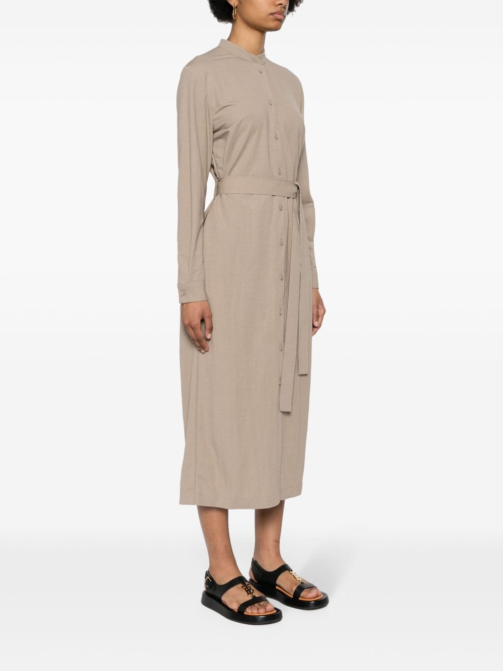 belted shirt midi dress - 3